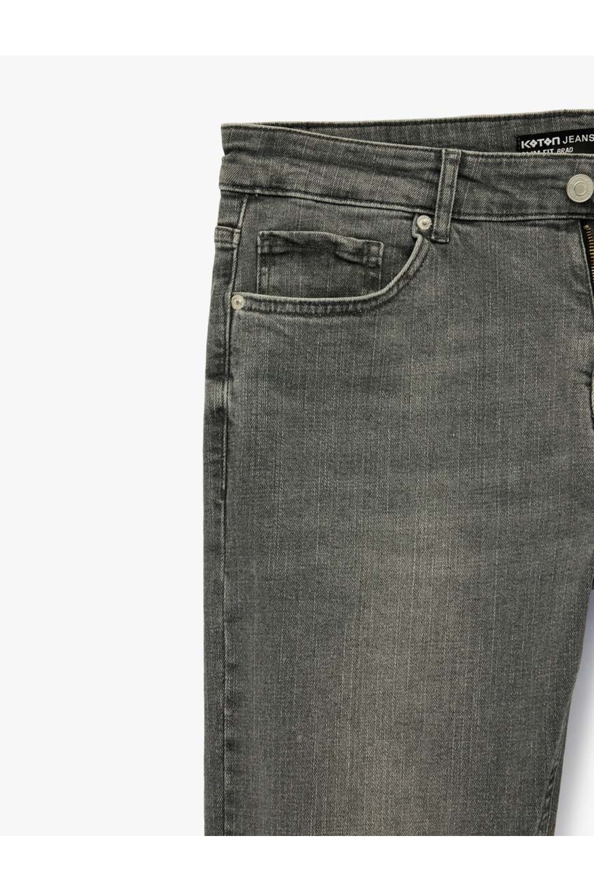 Pamuklu Slim Fit Gri Erkek Jean Pantolon 6SAM40056ND