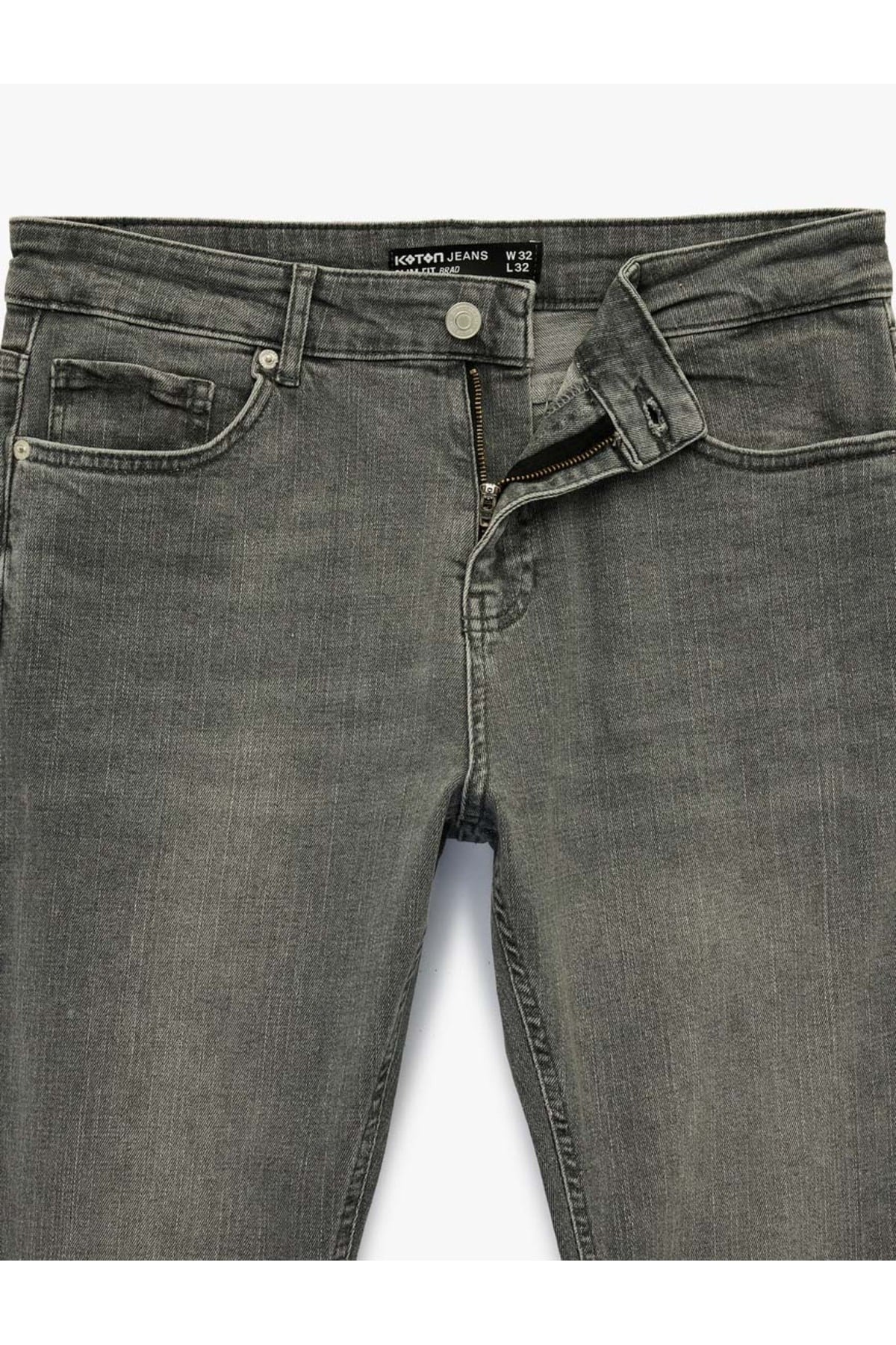 Pamuklu Slim Fit Gri Erkek Jean Pantolon 6SAM40056ND