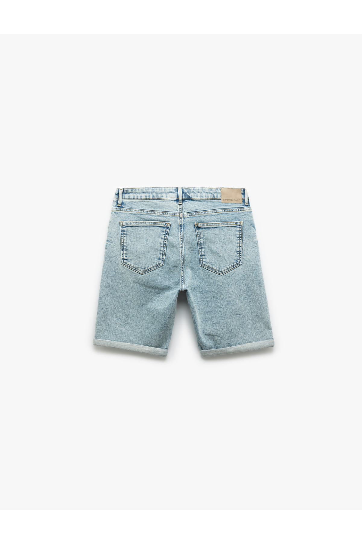 Pamuklu Slim Fit Katlamalı Paça Bermuda Jean Şort