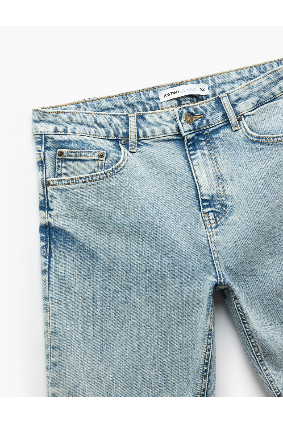 Pamuklu Slim Fit Katlamalı Paça Bermuda Jean Şort
