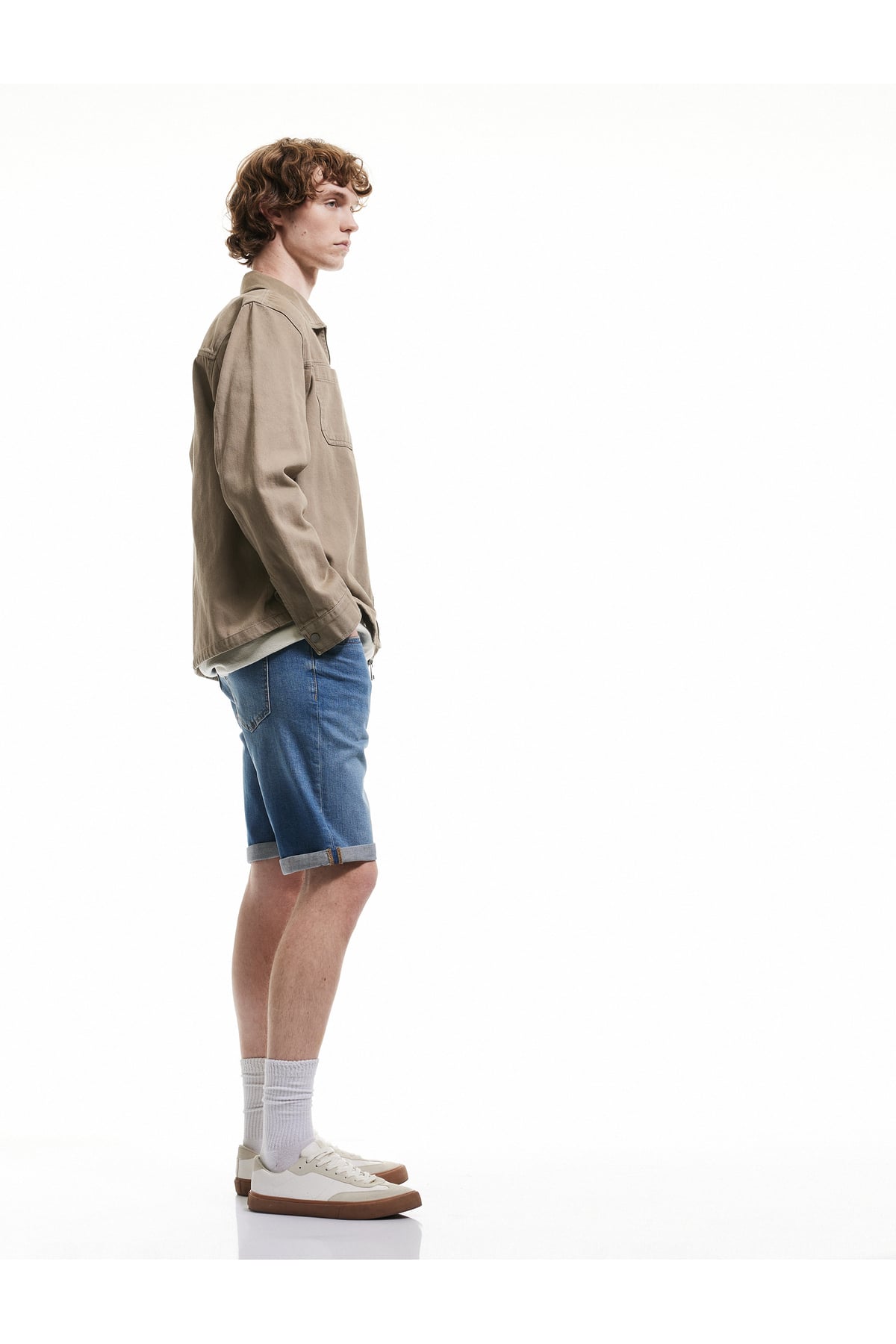 Pamuklu Slim Fit Katlamalı Paça Bermuda Jean Şort