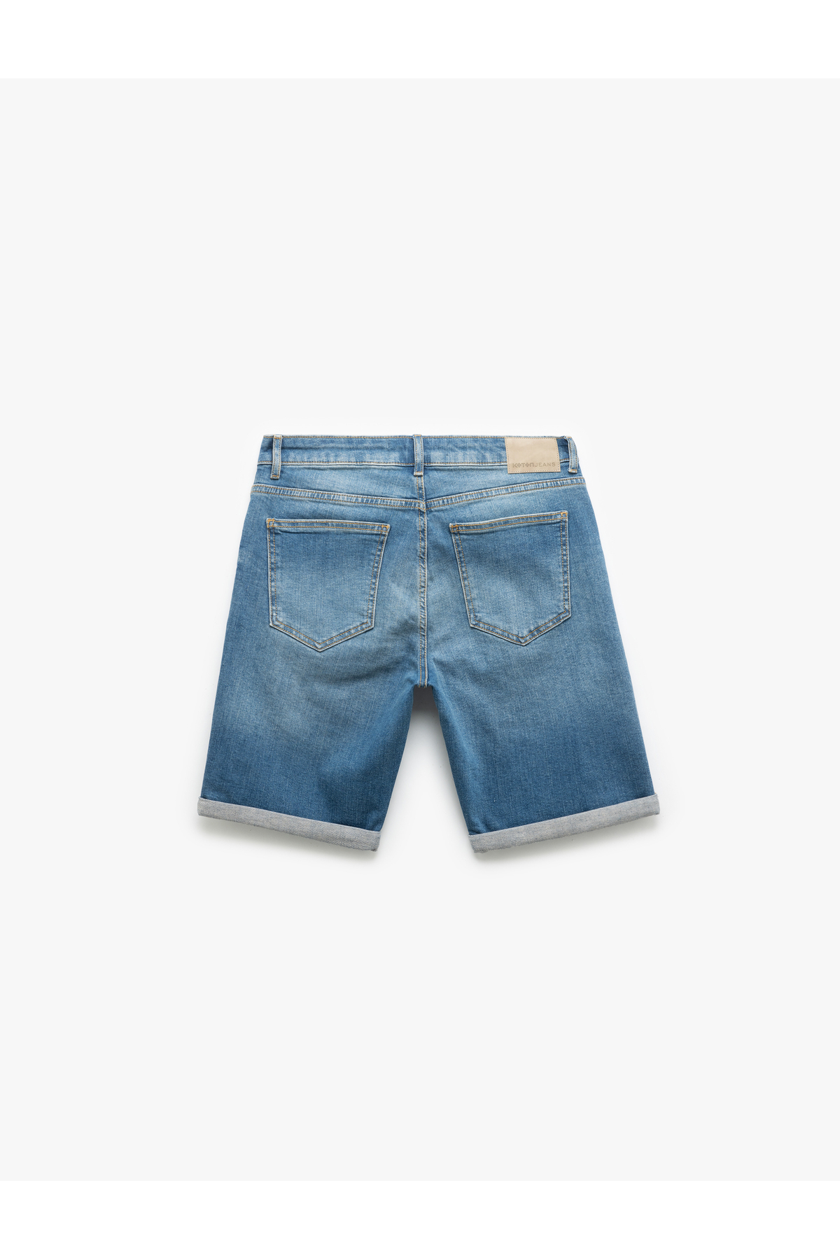 Pamuklu Slim Fit Katlamalı Paça Bermuda Jean Şort