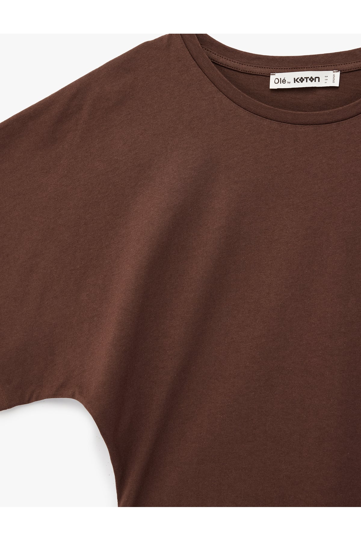 Pamuklu Slim Fit Kısa Yarasa Kollu Bisiklet Yaka Tişört