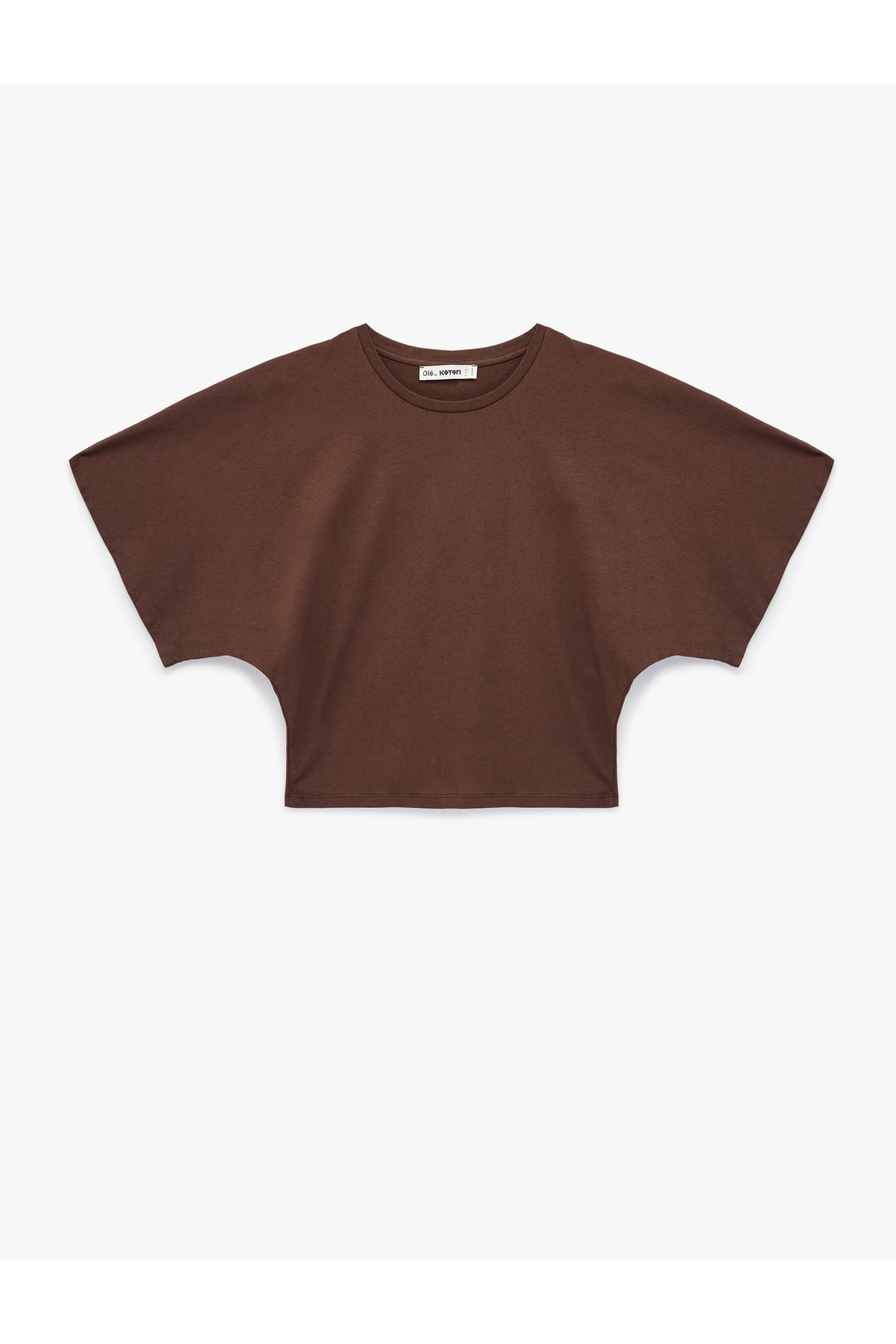 Pamuklu Slim Fit Kısa Yarasa Kollu Bisiklet Yaka Tişört