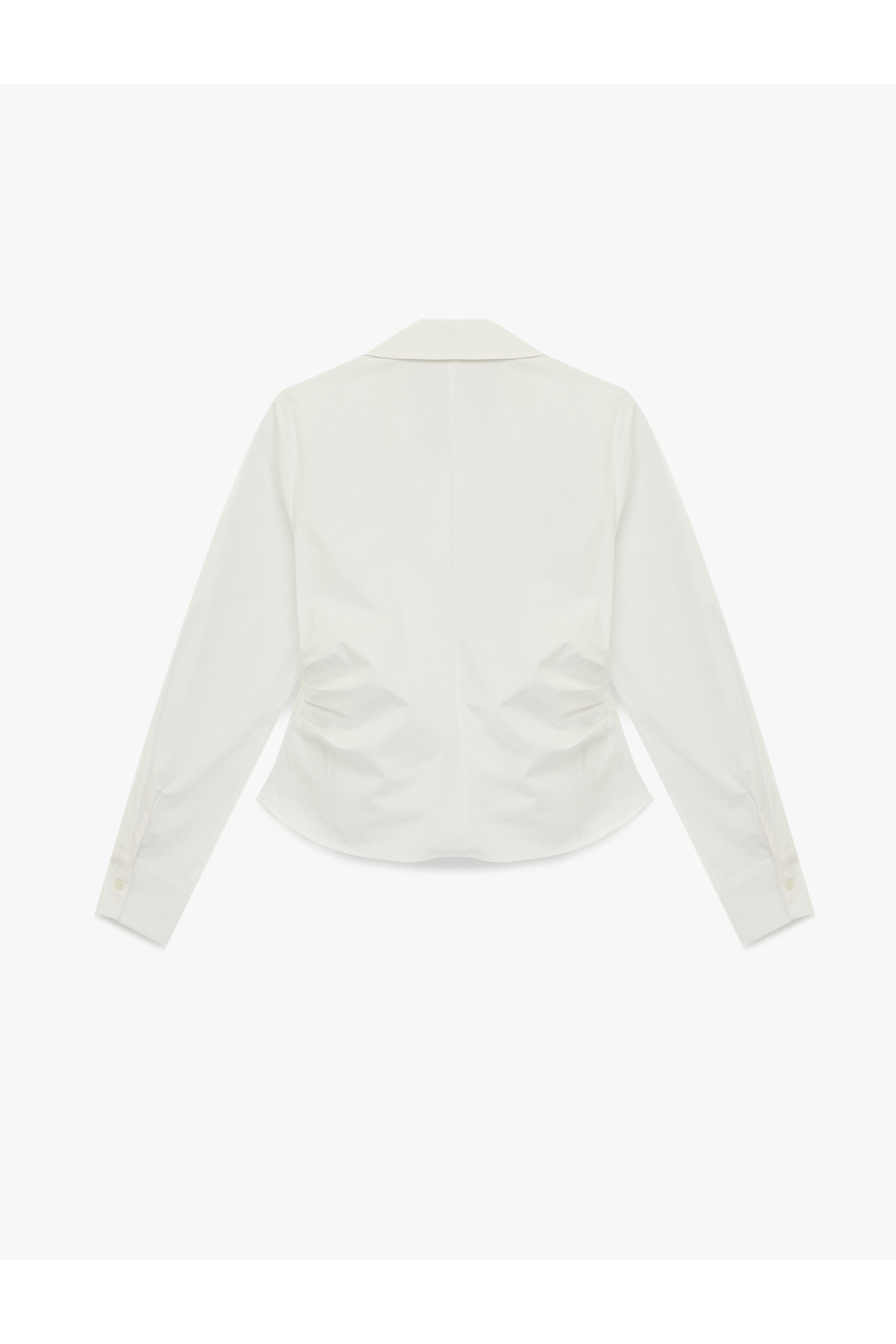 Pamuklu Slim Fit Uzun Kollu Asimetrik Kesim Kruvaze Poplin Gömlek