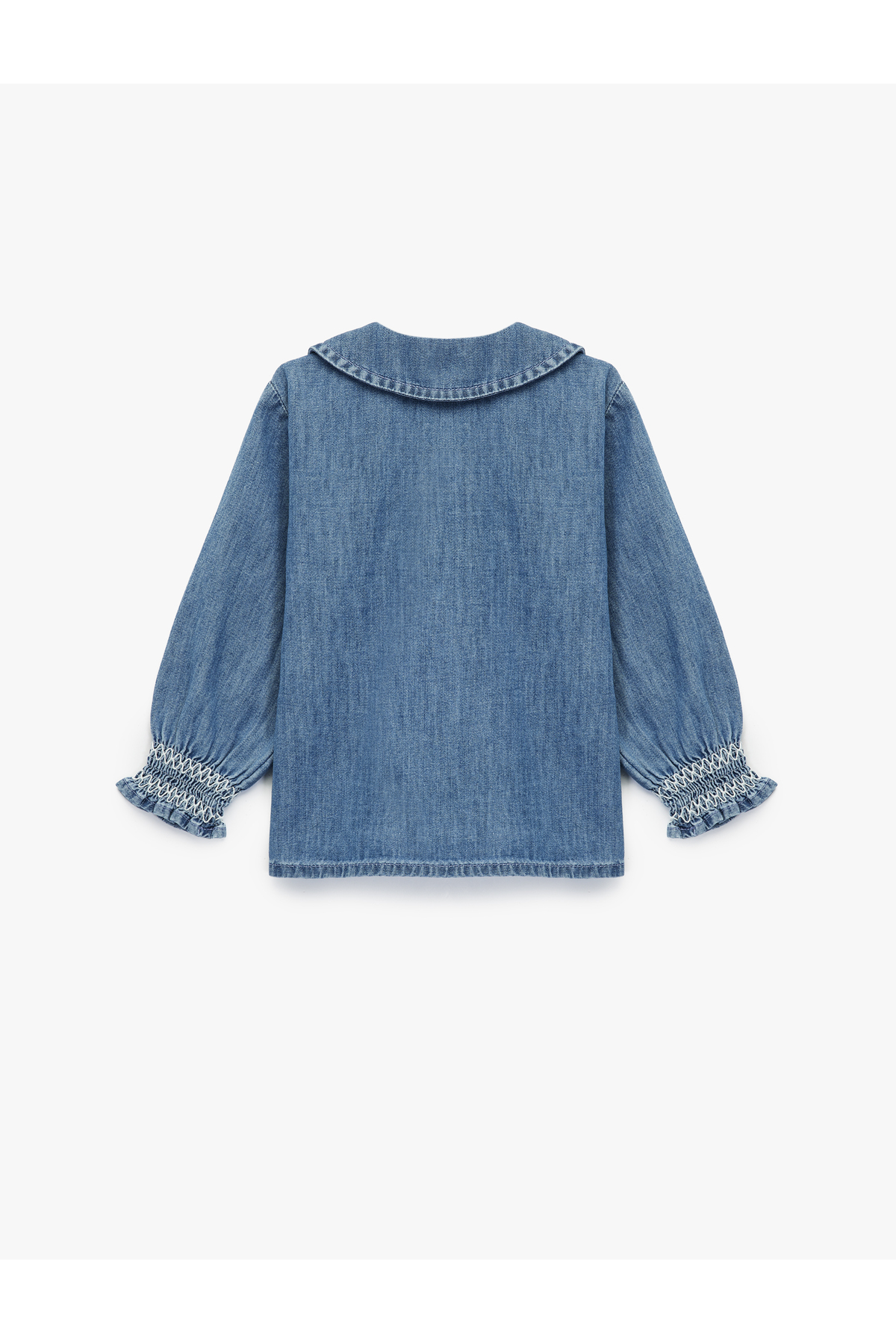 Pamuklu Uzun Kollu Bebe Yaka Denim Gömlek