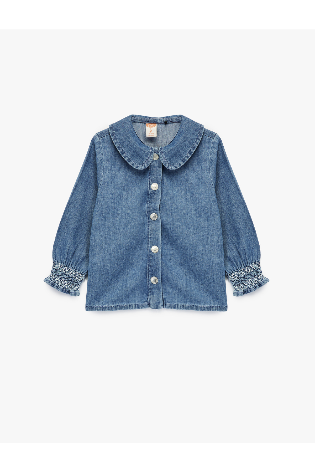 Pamuklu Uzun Kollu Bebe Yaka Denim Gömlek