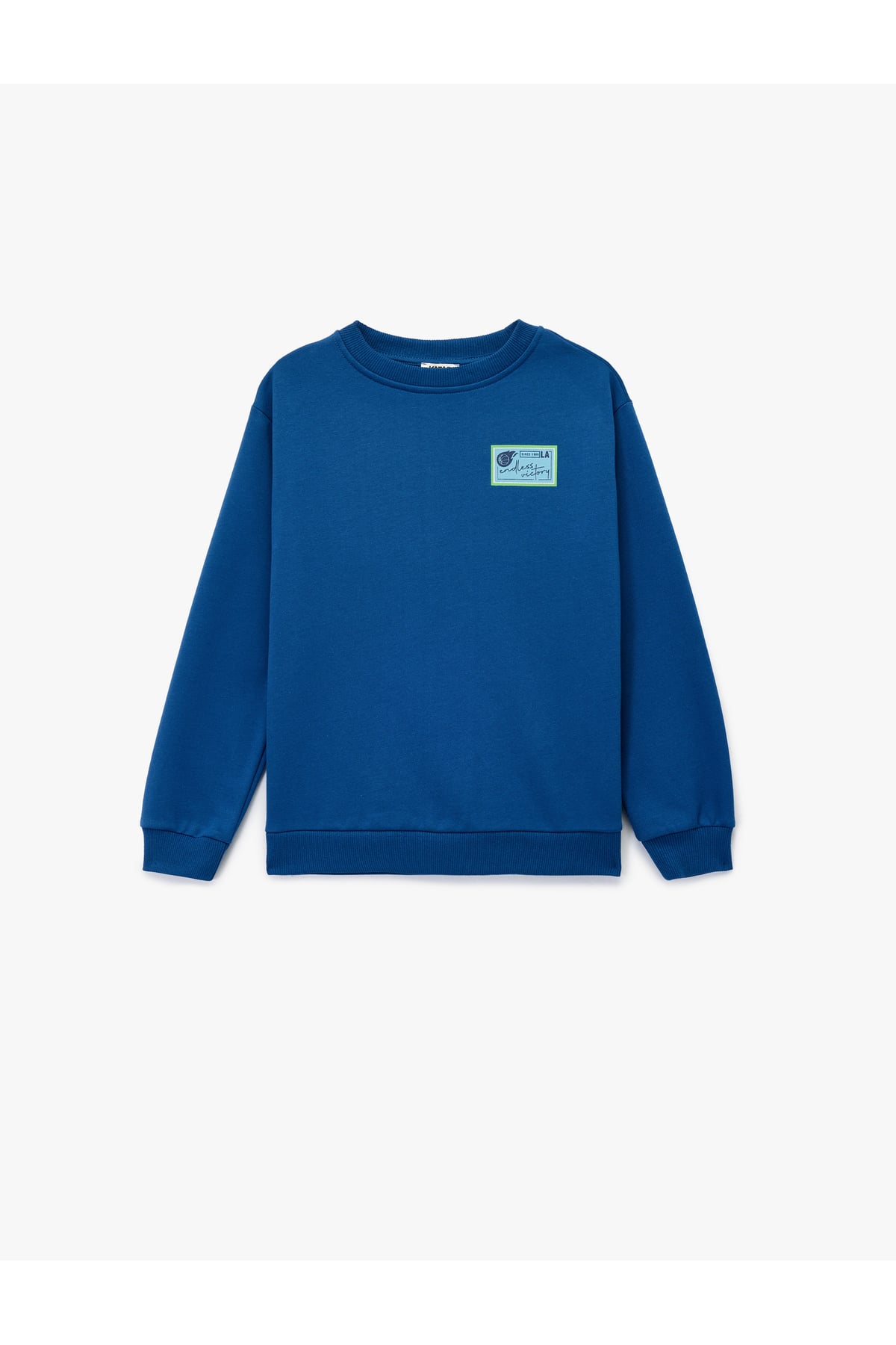 Pamuklu Uzun Kollu Bisiklet Yaka Baskılı Şardonlu Sweatshirt