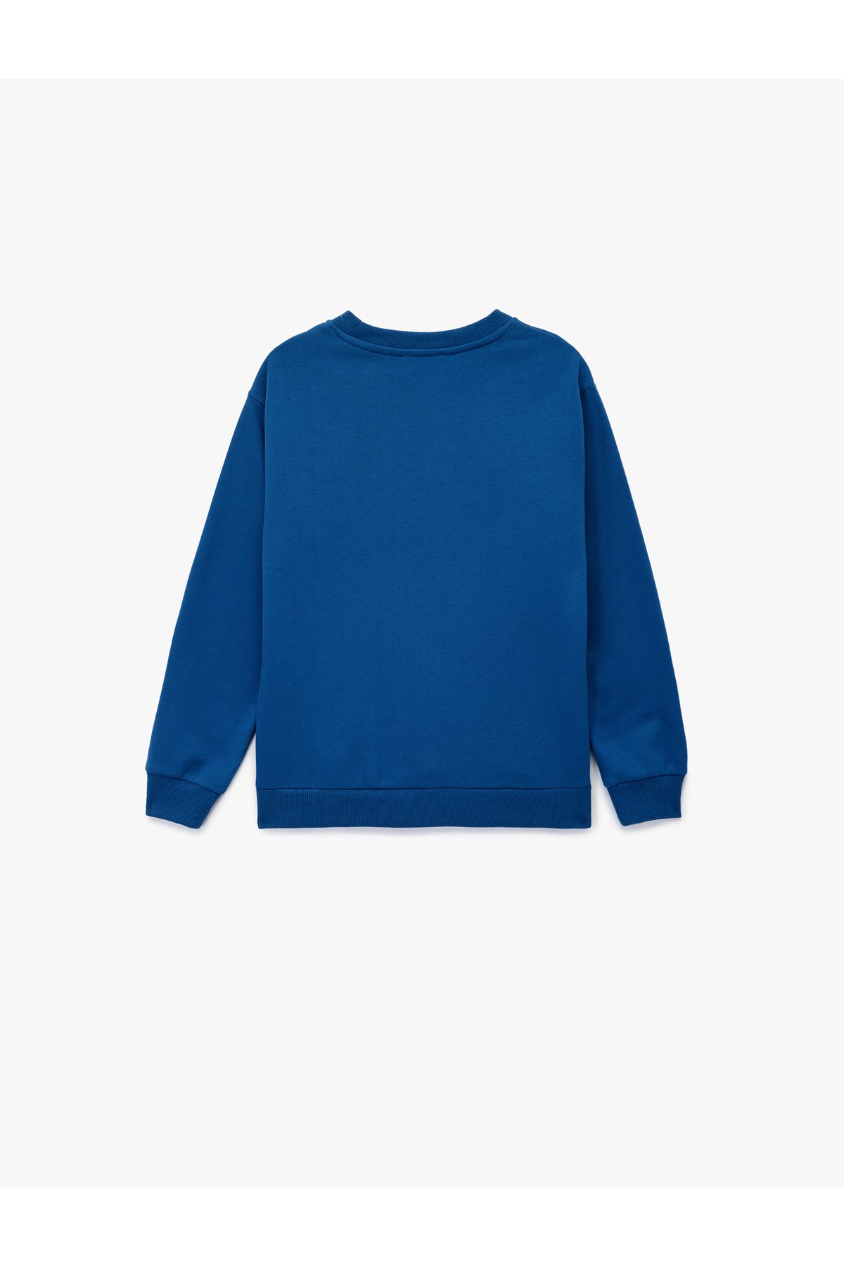 Pamuklu Uzun Kollu Bisiklet Yaka Baskılı Şardonlu Sweatshirt
