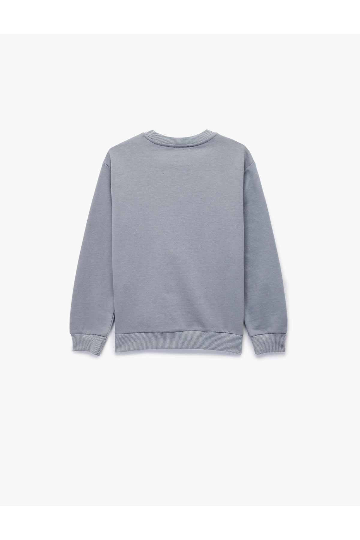 Pamuklu Uzun Kollu Bisiklet Yaka Baskılı Şardonlu Sweatshirt