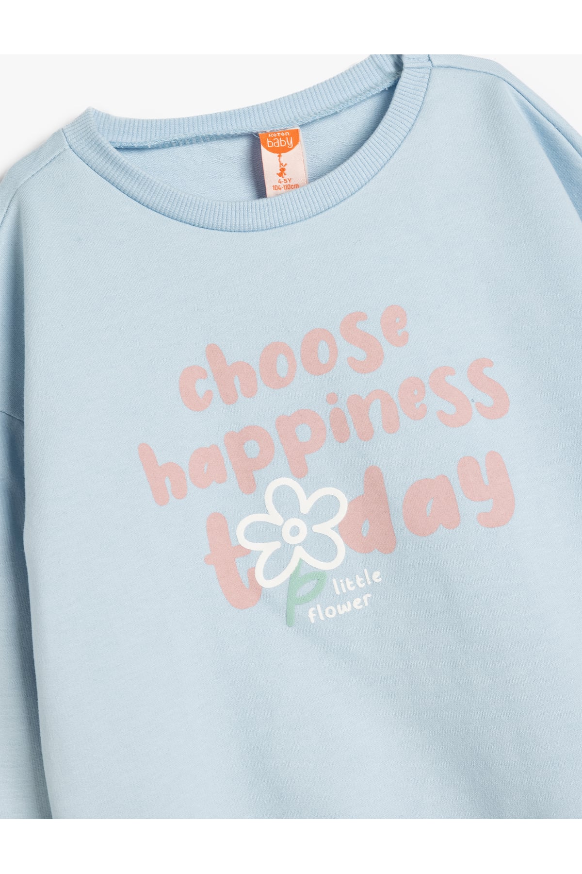 Pamuklu Uzun Kollu Slogan Baskılı Sweatshirt