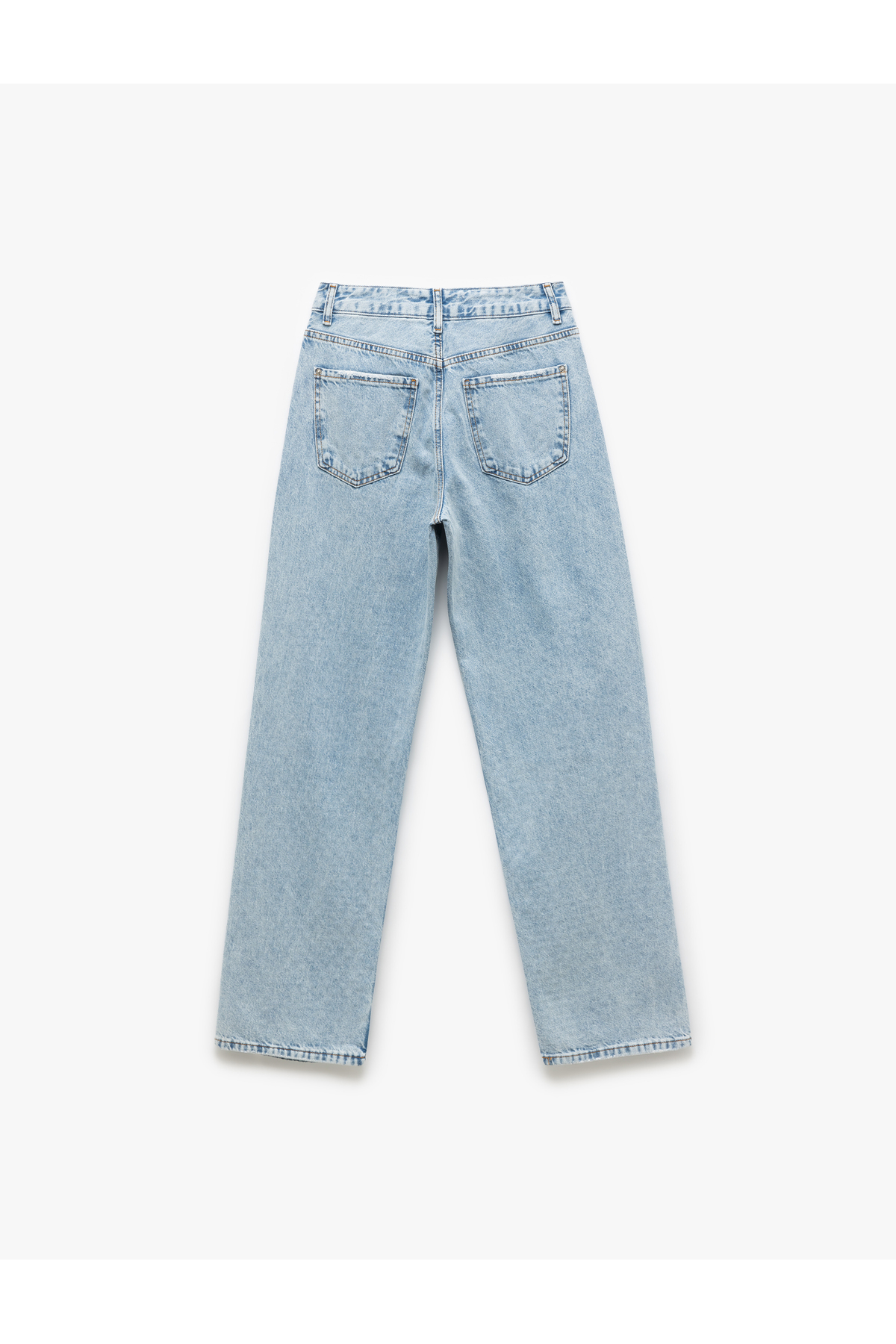 Pamuklu Yıpratma Detaylı Taşlı Straight Fit Jean Pantolon -  Longer Straight Fit Jean