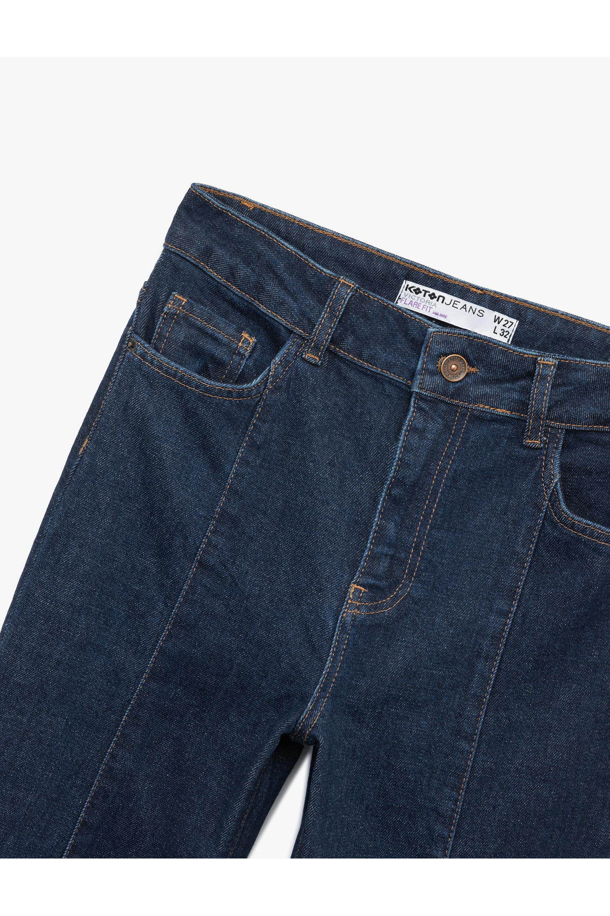 Pamuklu Yüksek Bel Dar Kalıp İspanyol Paça Jean Pantolon - Flare Jeans