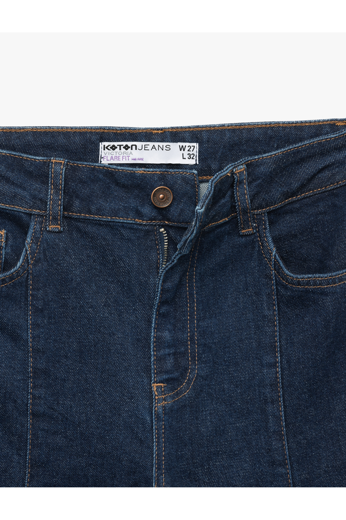 Pamuklu Yüksek Bel Dar Kalıp İspanyol Paça Jean Pantolon - Flare Jeans