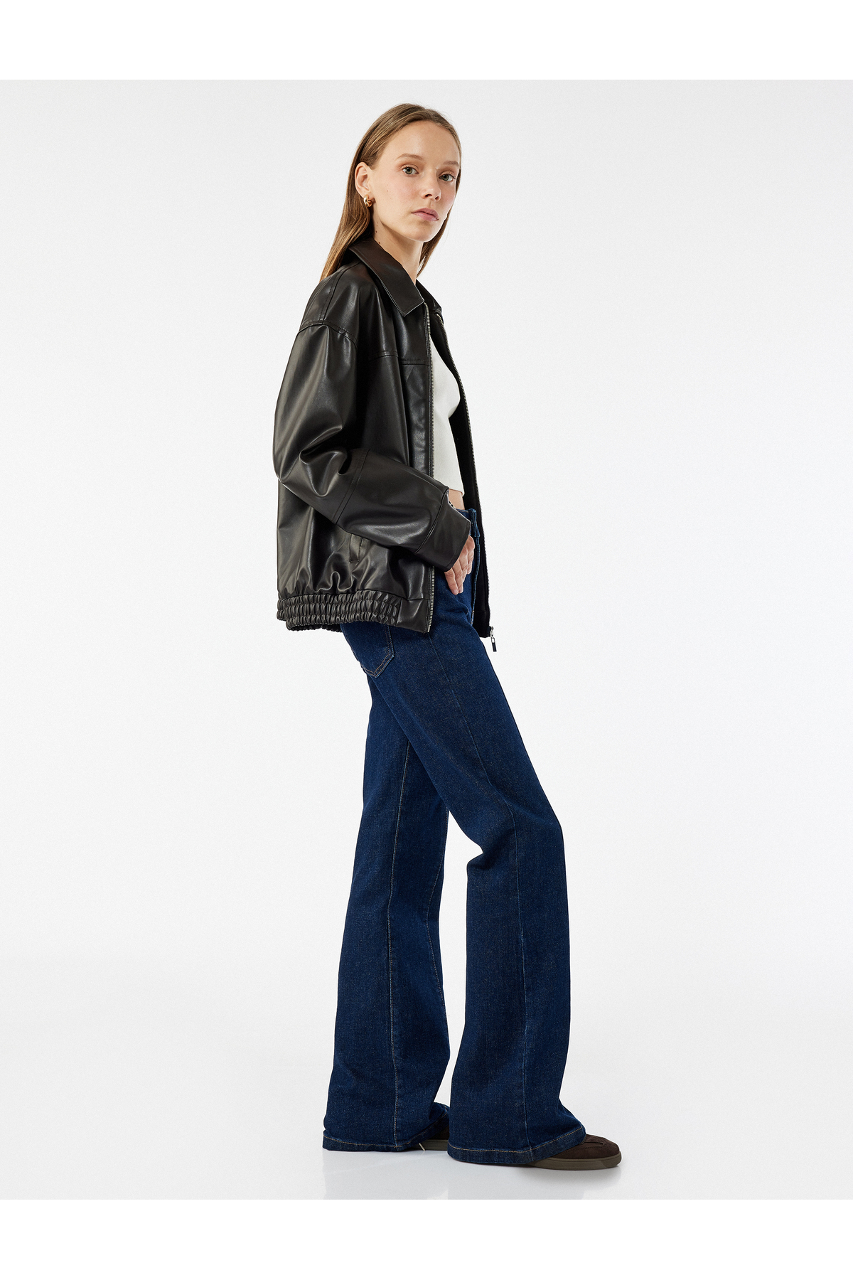 Pamuklu Yüksek Bel Dar Kalıp İspanyol Paça Jean Pantolon - Flare Jeans