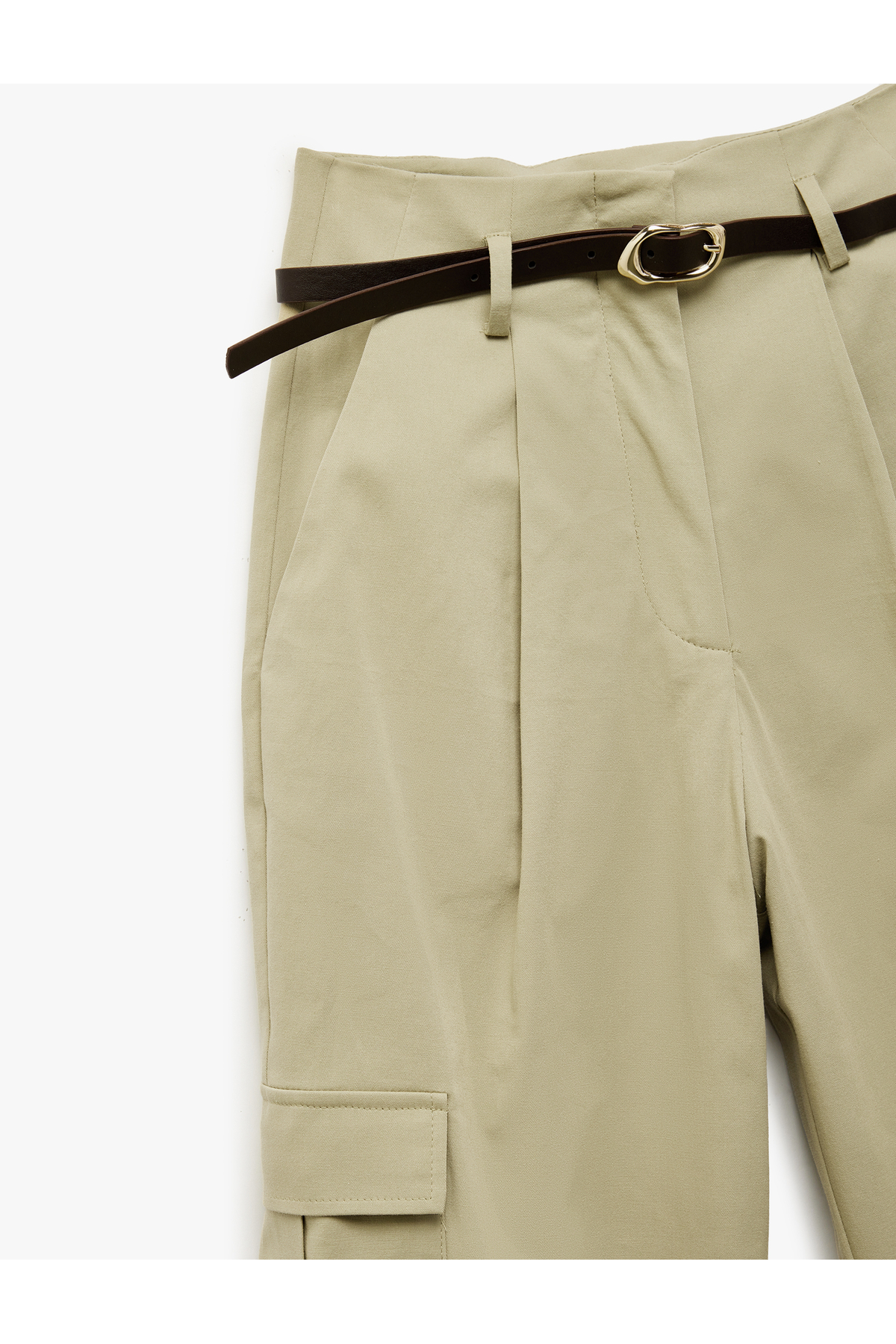 Pamuklu Yüksek Bel Kargo Cep Detaylı Kısa Jogger Pantolon