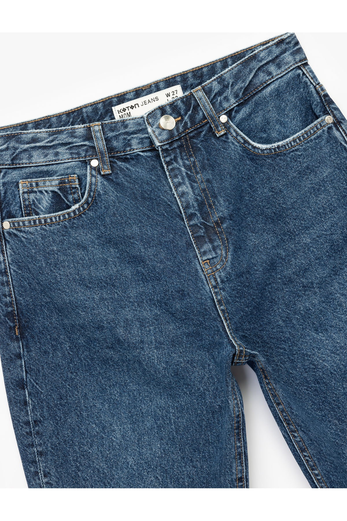 Pamuklu Yüksek Bel Regular Fit Mom Jean Pantolon - Mom Jeans