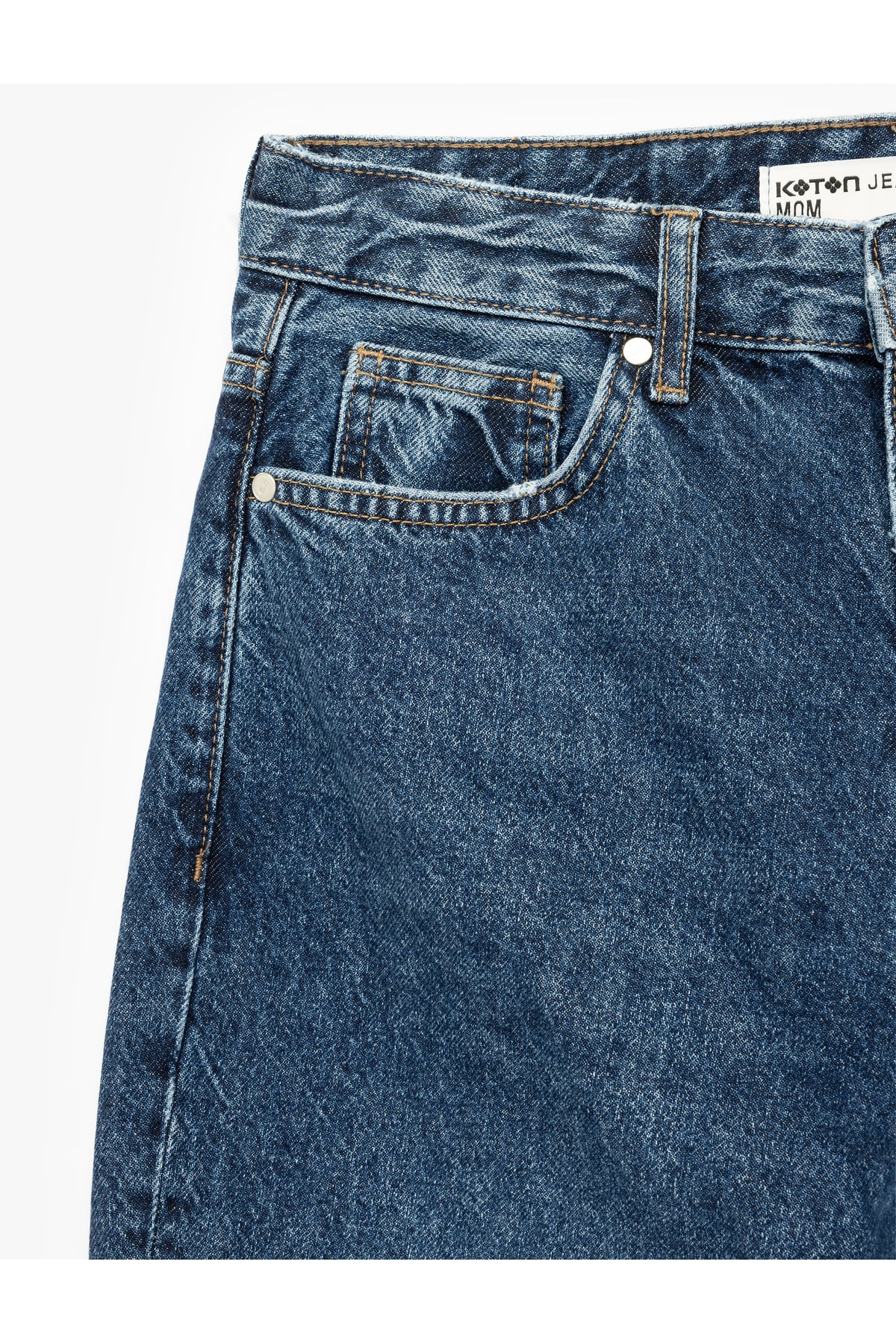 Pamuklu Yüksek Bel Regular Fit Mom Jean Pantolon - Mom Jeans