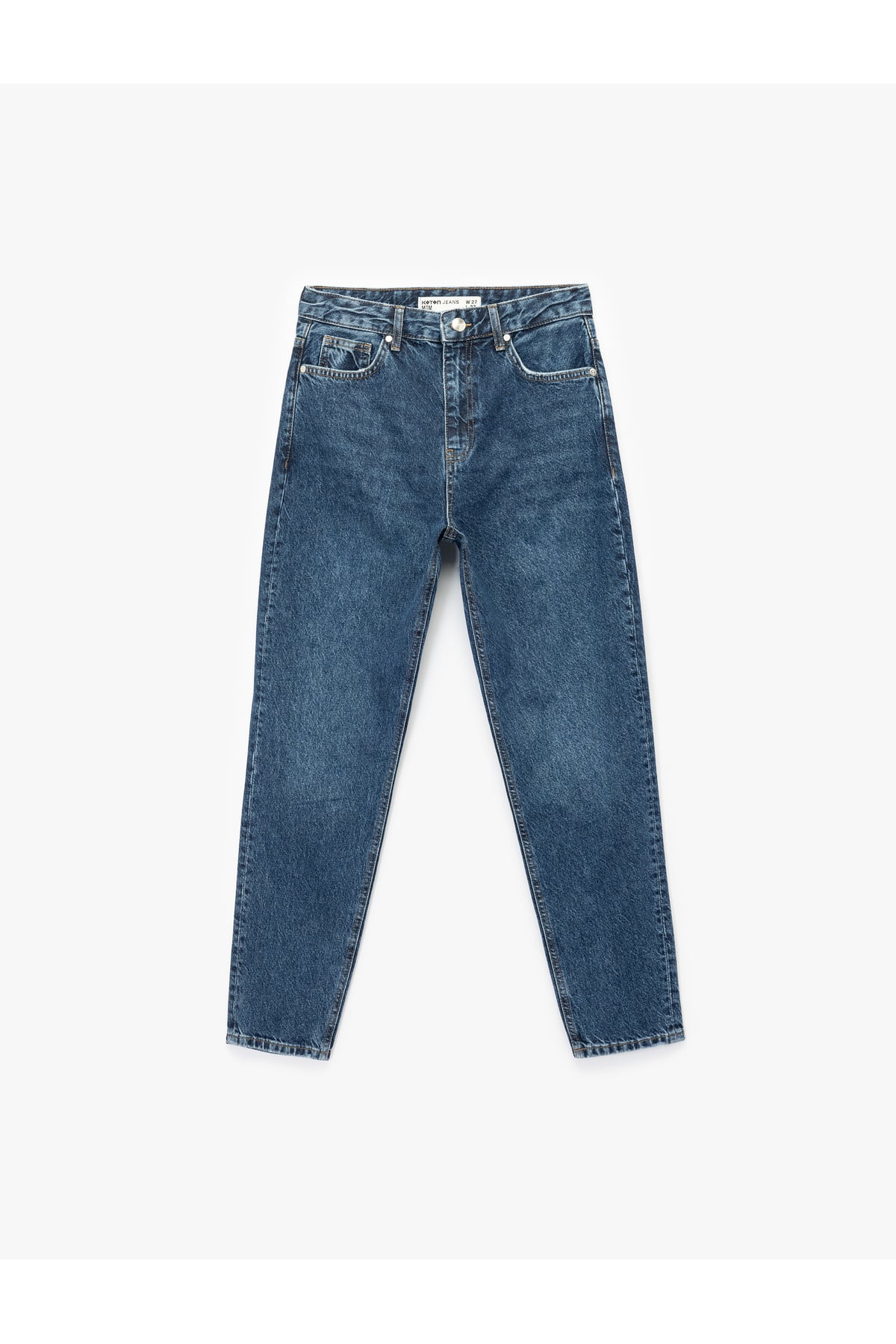 Pamuklu Yüksek Bel Regular Fit Mom Jean Pantolon - Mom Jeans