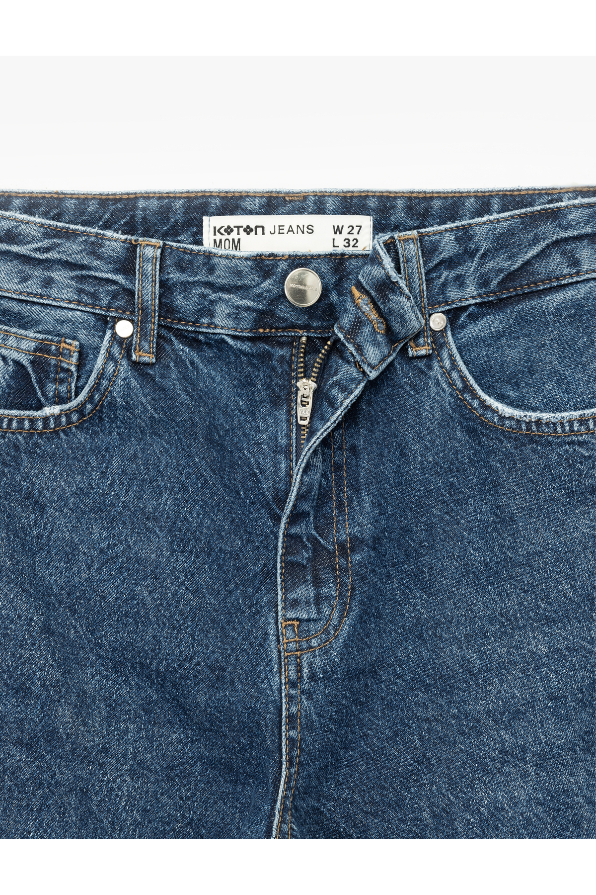 Pamuklu Yüksek Bel Regular Fit Mom Jean Pantolon - Mom Jeans