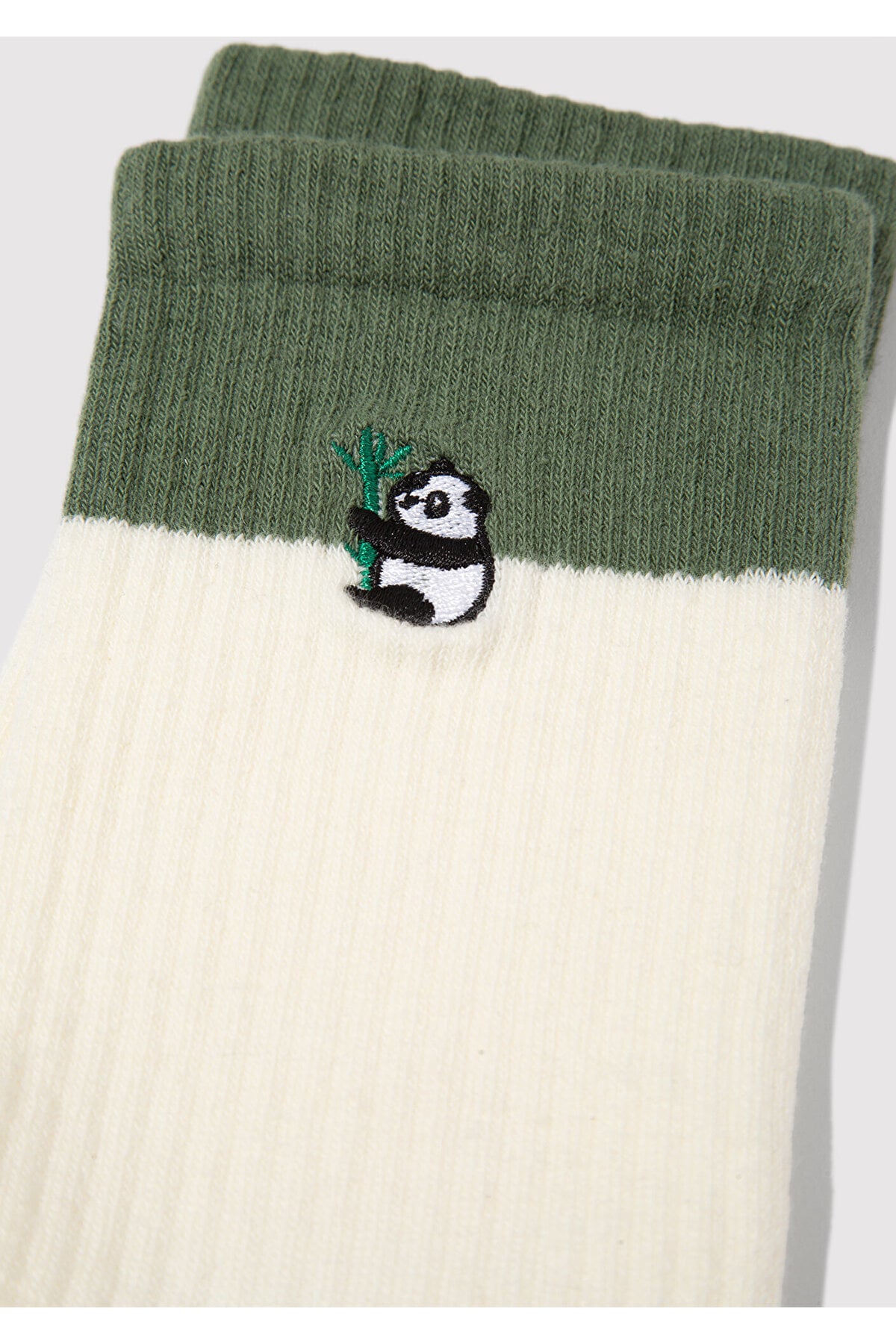 Panda Nakışlı Ekru Soket Çorap 1912831-30640