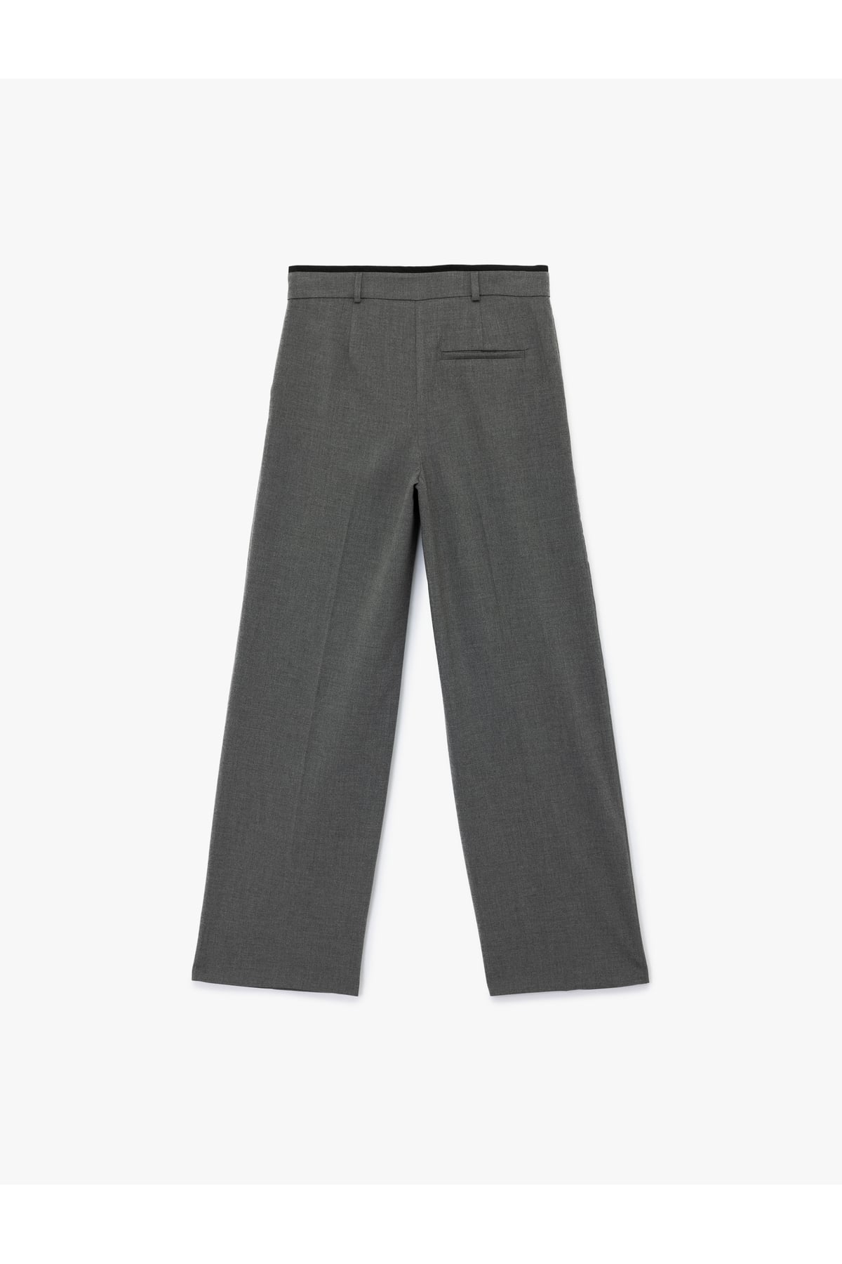 Pile Detaylı Cepli Geniş Paça Kumaş Pantolon