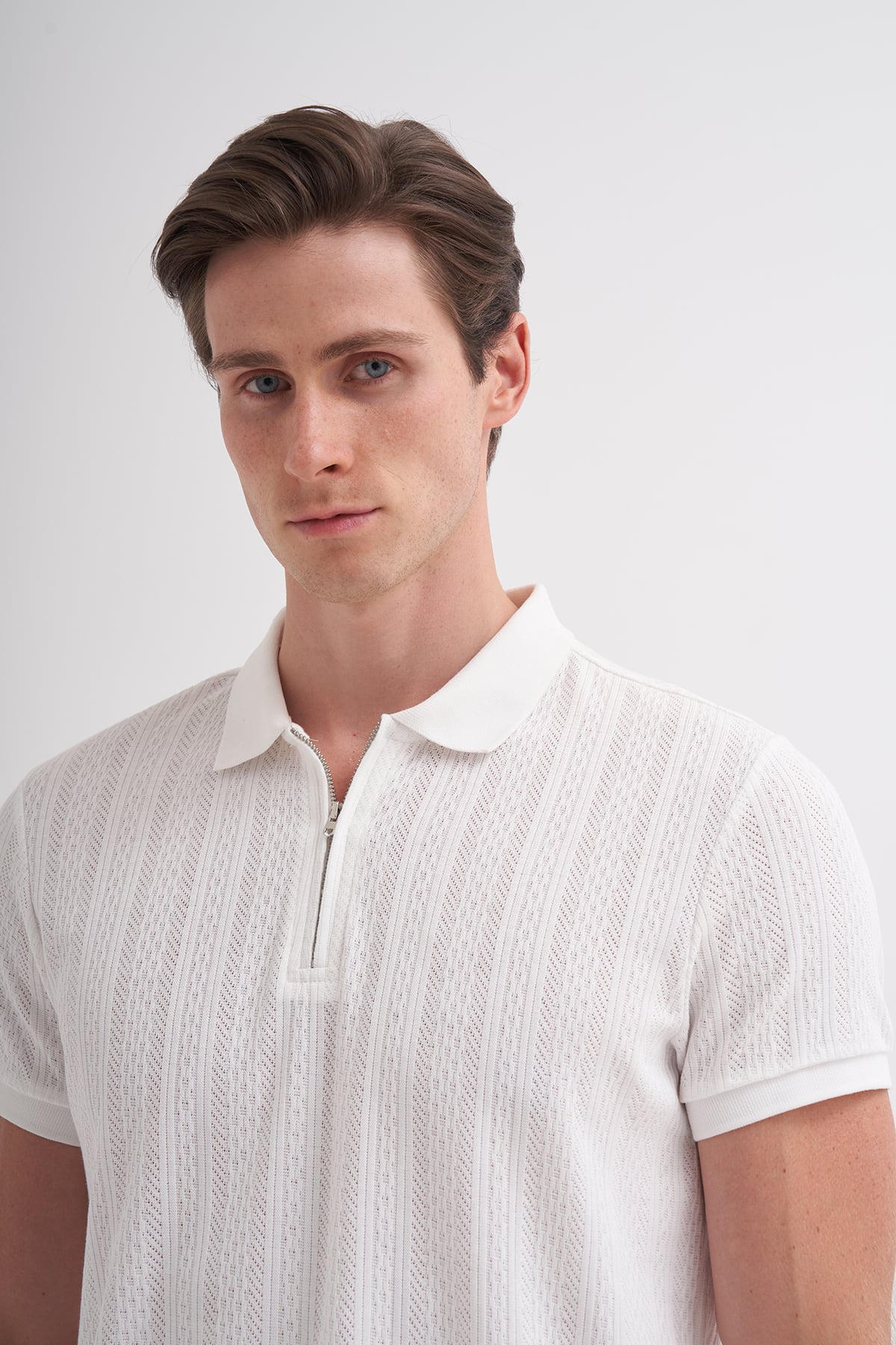 Polo Yaka Ekru Erkek T-Shirt 4122
