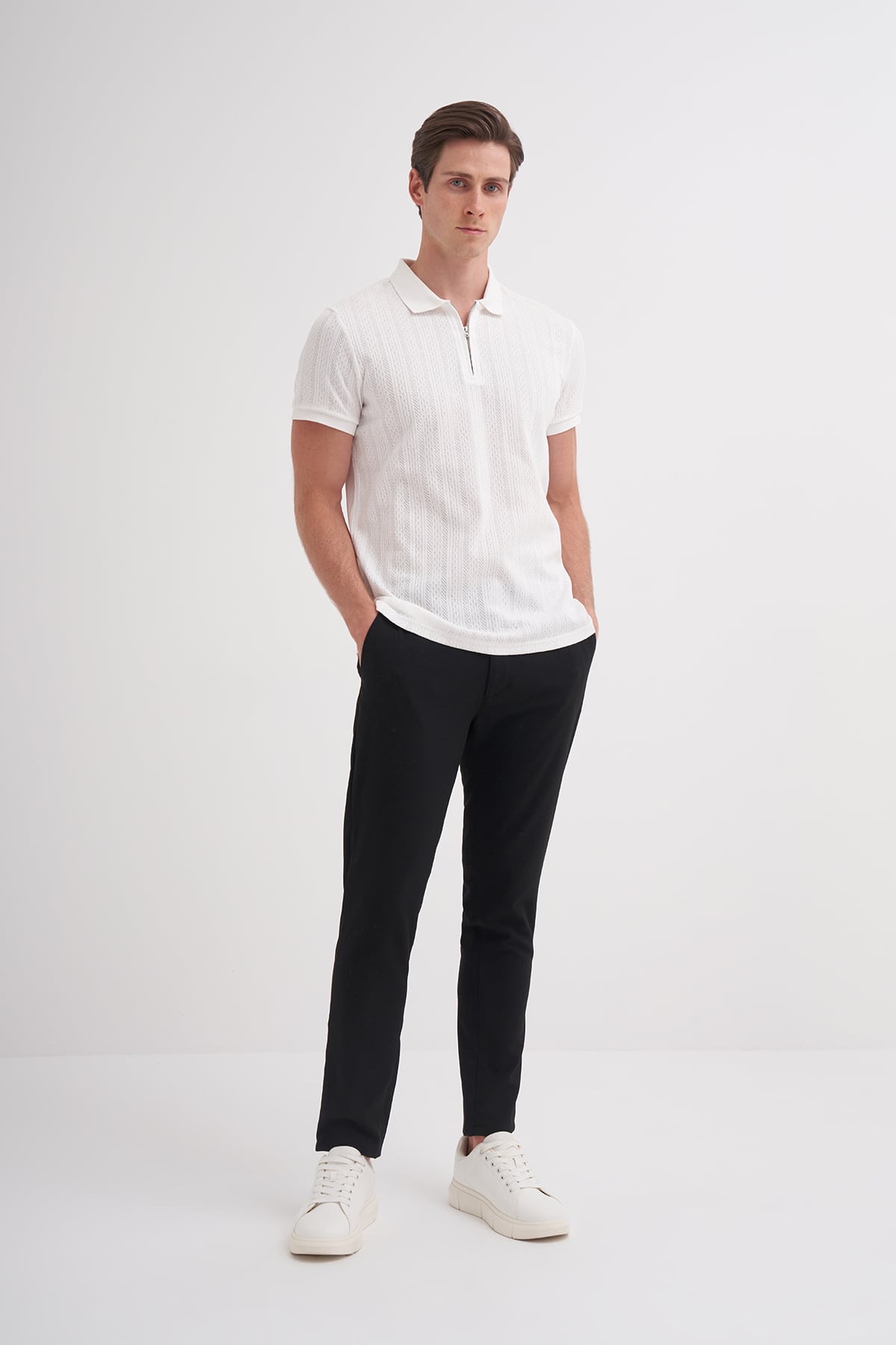Polo Yaka Ekru Erkek T-Shirt 4122
