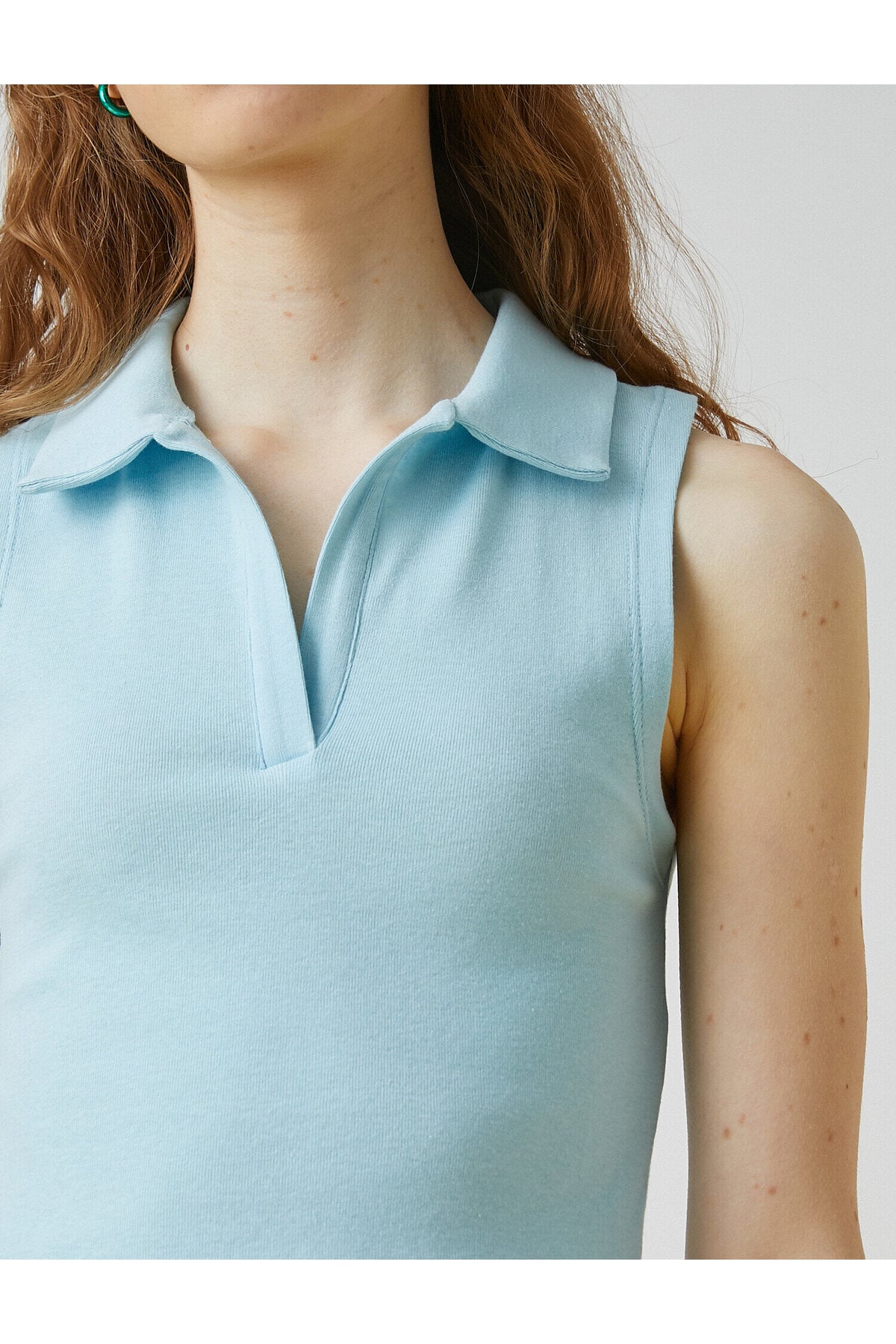 Polo Yaka Kolsuz Pamuklu Crop Atlet