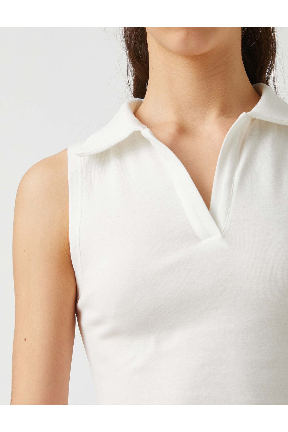 Polo Yaka Kolsuz Pamuklu Crop Atlet