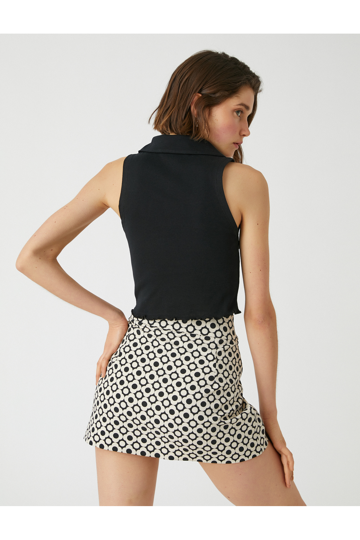 Polo Yaka Kolsuz Pamuklu Crop Atlet