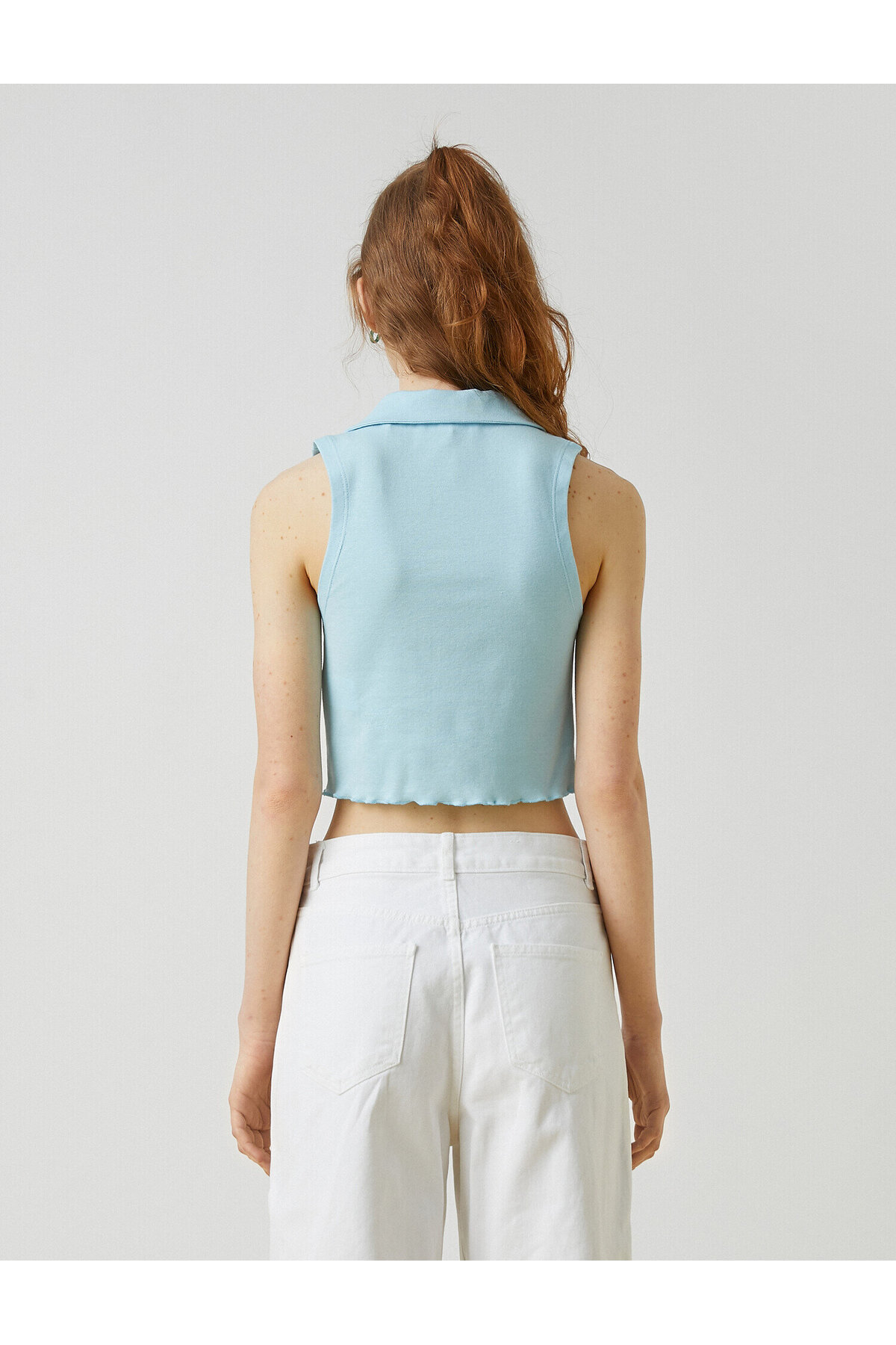 Polo Yaka Kolsuz Pamuklu Crop Atlet