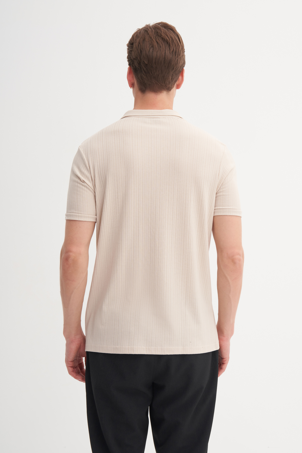 Polo Yaka Regular Fit Örme Dokulu Tişört