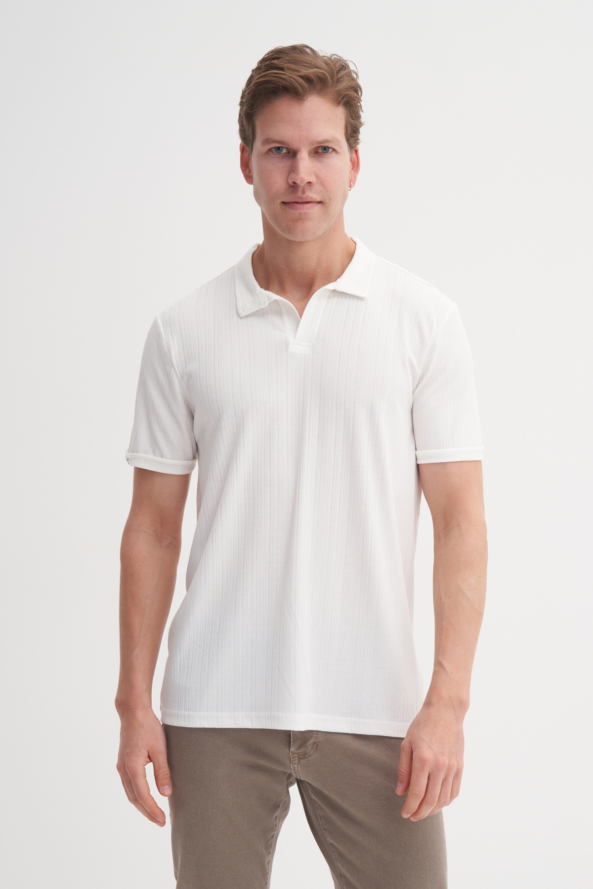 Polo Yaka Regular Fit Örme Dokulu Tişört