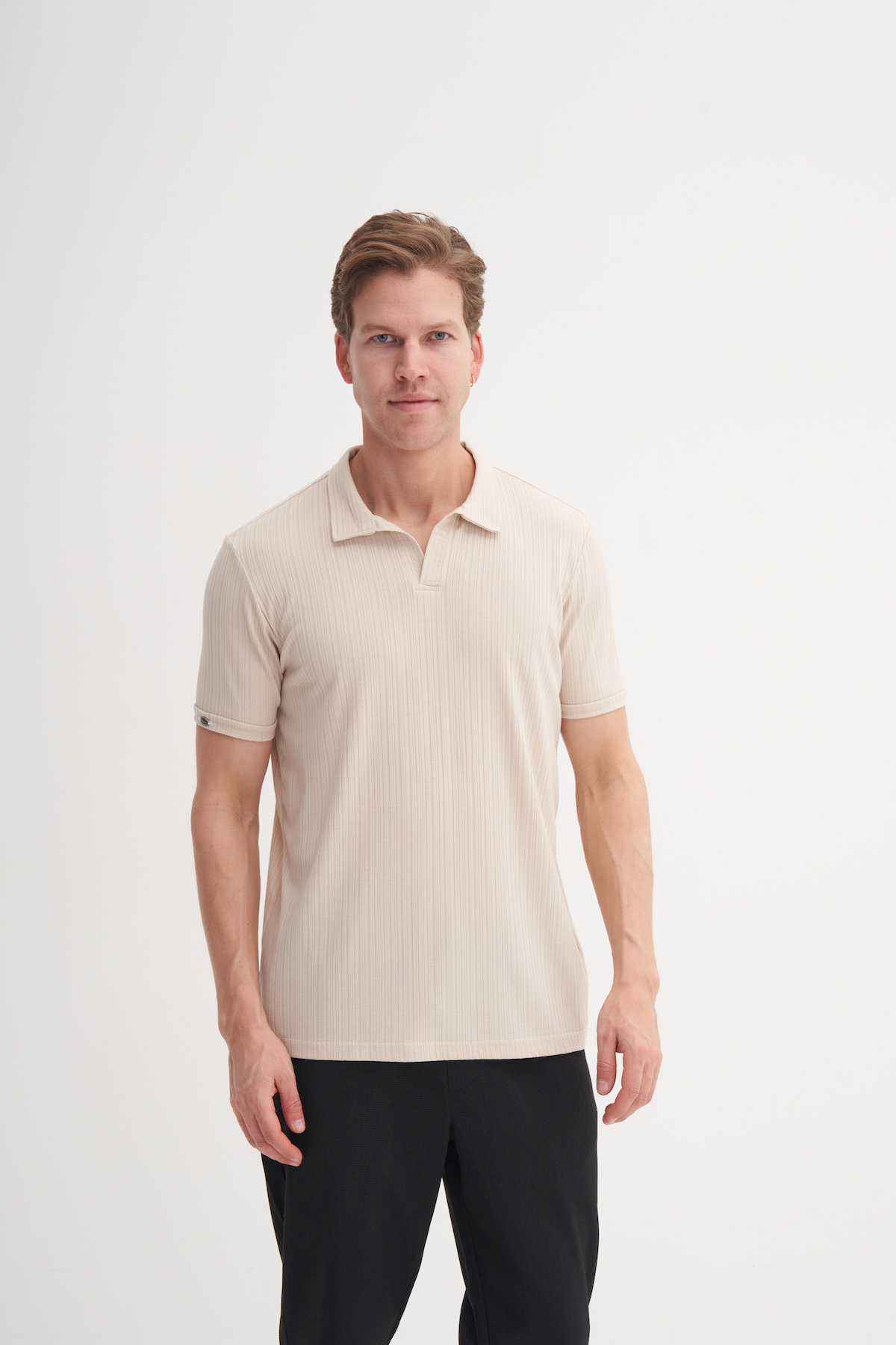 Polo Yaka Regular Fit Örme Dokulu Tişört