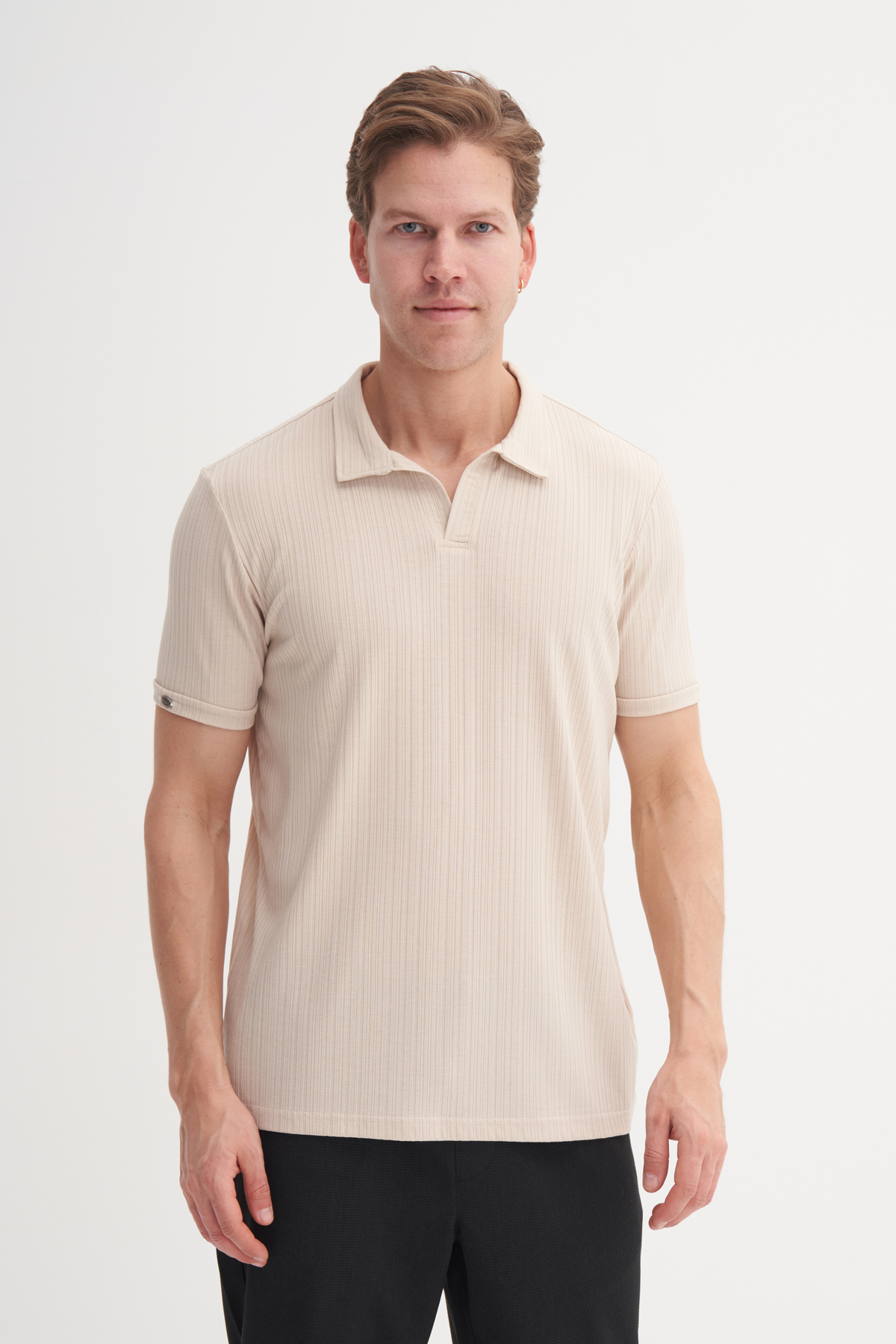 Polo Yaka Regular Fit Örme Dokulu Tişört