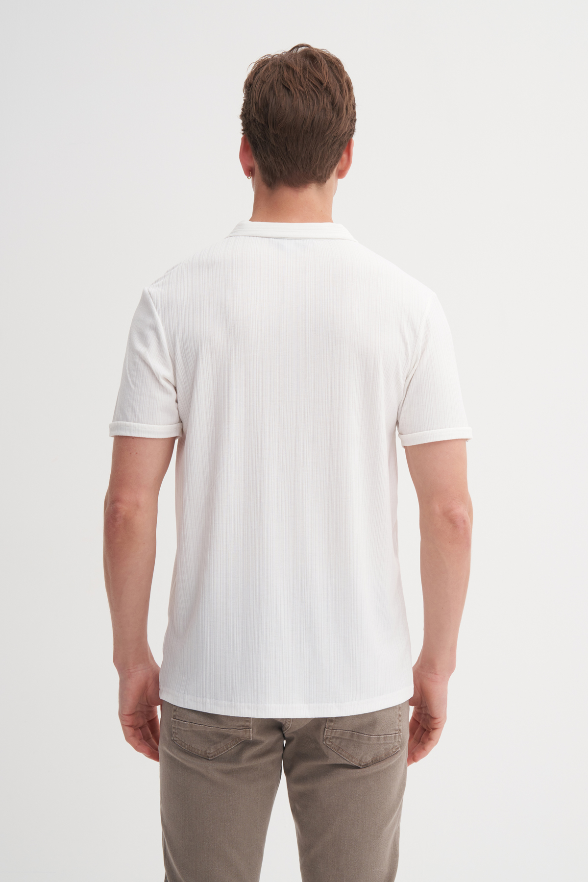 Polo Yaka Regular Fit Örme Dokulu Tişört