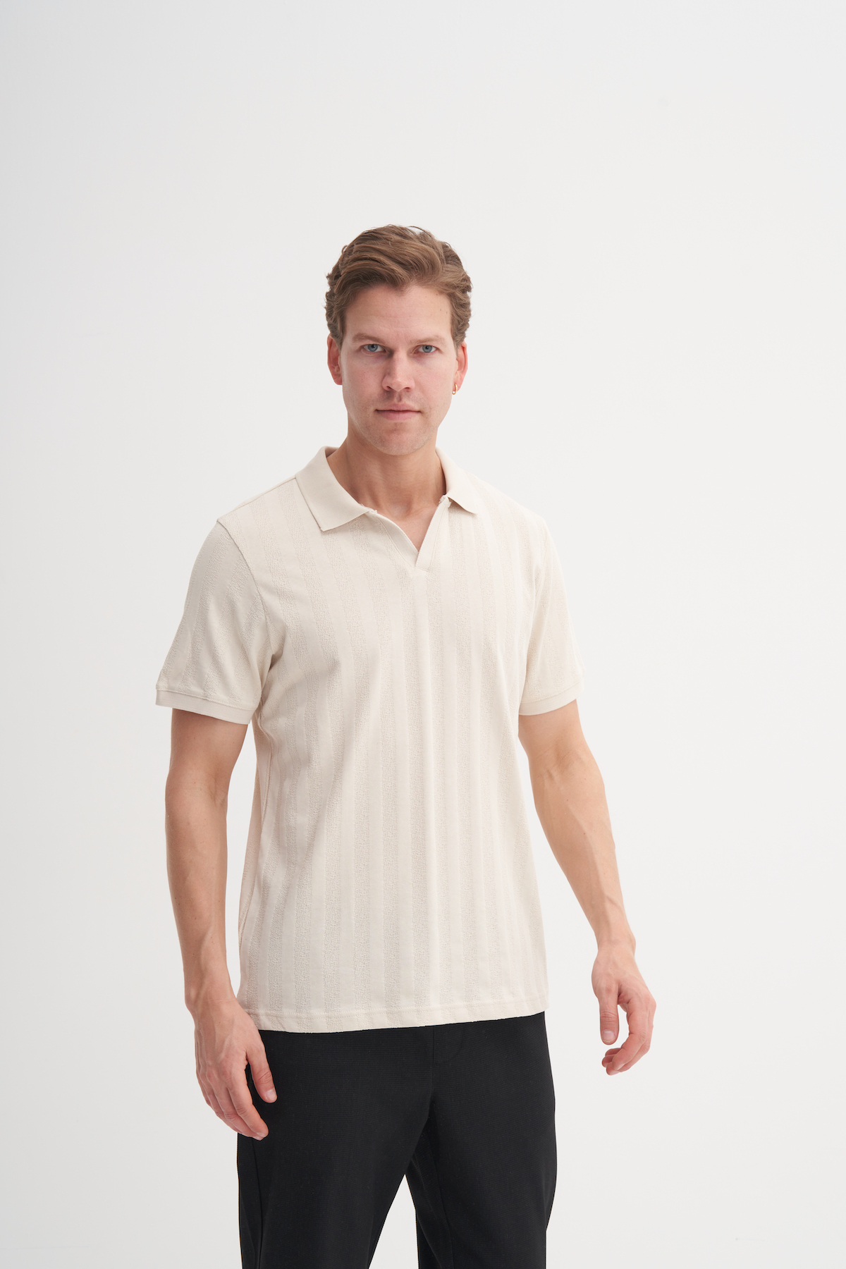 Polo Yaka Regular Fit Pamuklu Dokulu Tişört