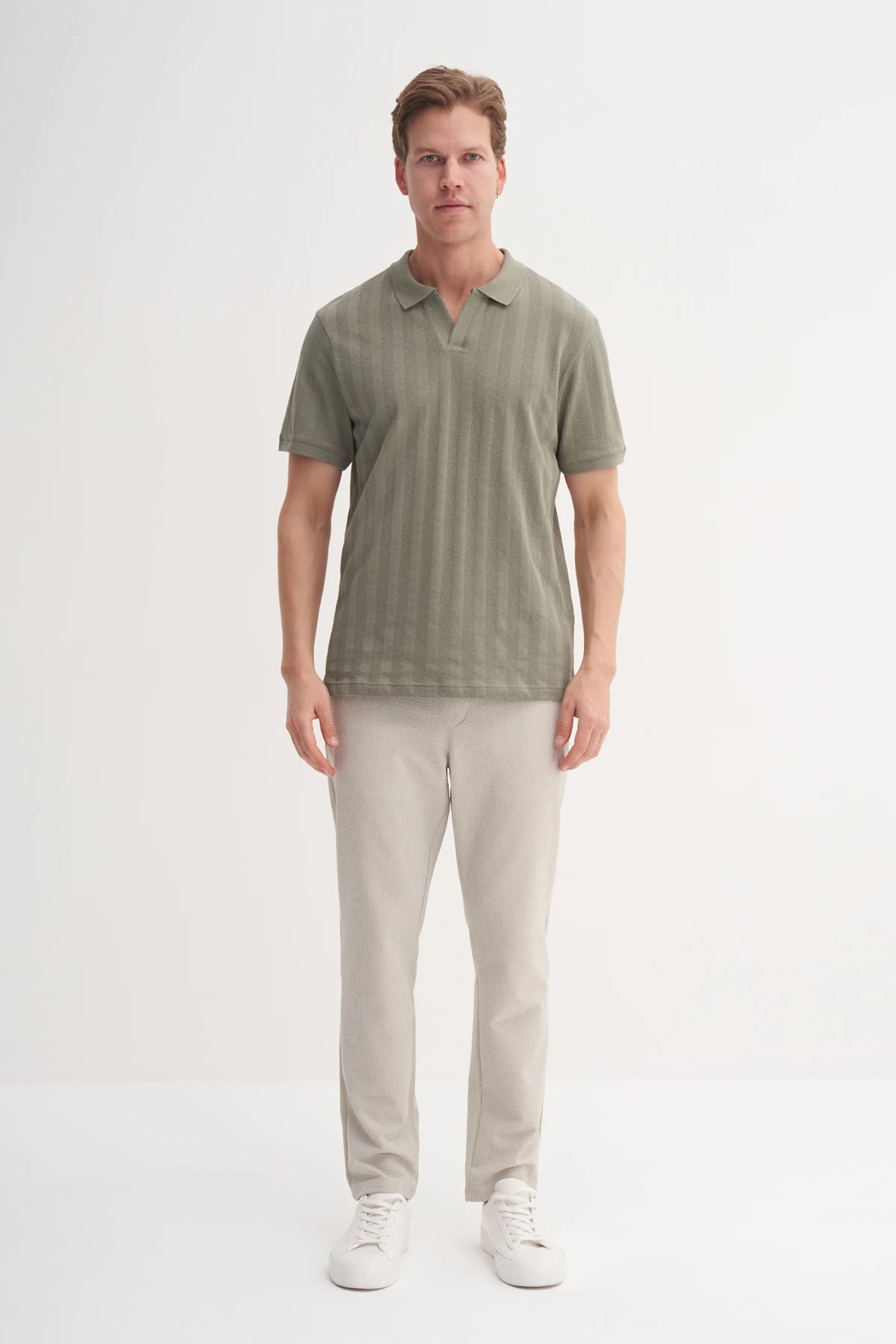 Polo Yaka Regular Fit Pamuklu Dokulu Tişört