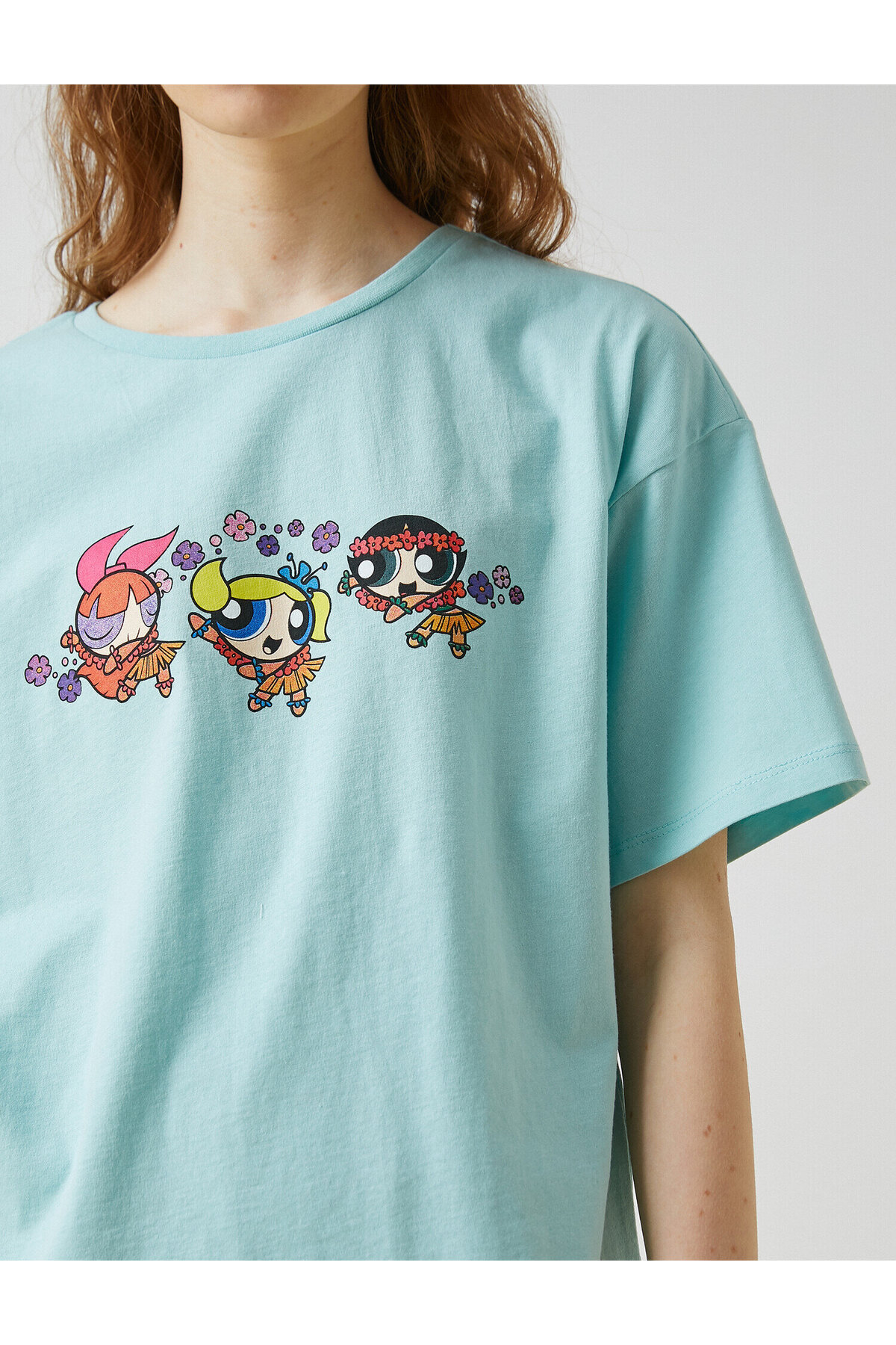 Power Puff Girls Baskılı Lisanslı Kısa Kollu Pamuklu Tişört