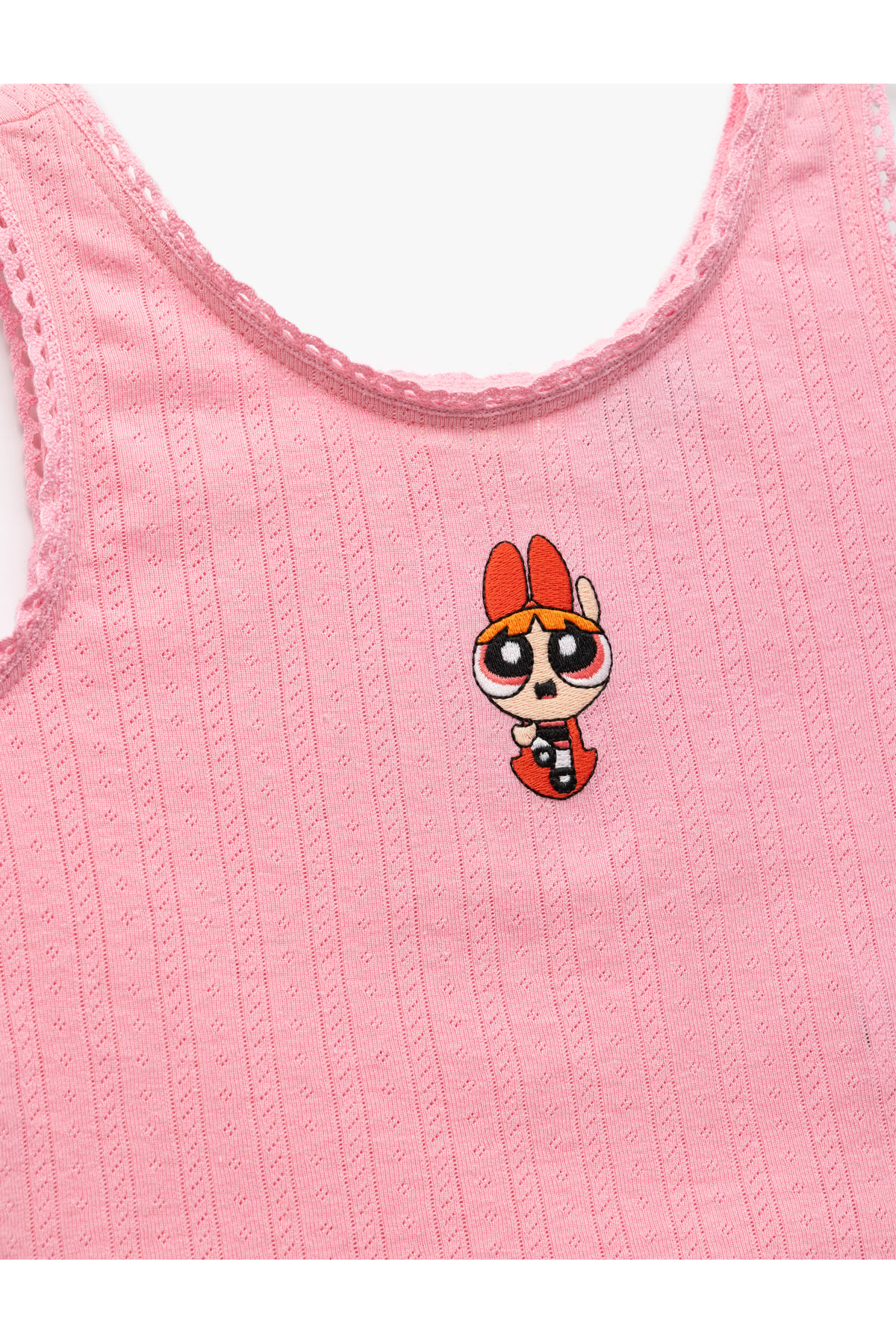 Powerpuff Girls İşlemeli Lisanslı Kolsuz Bisiklet Yaka Atlet