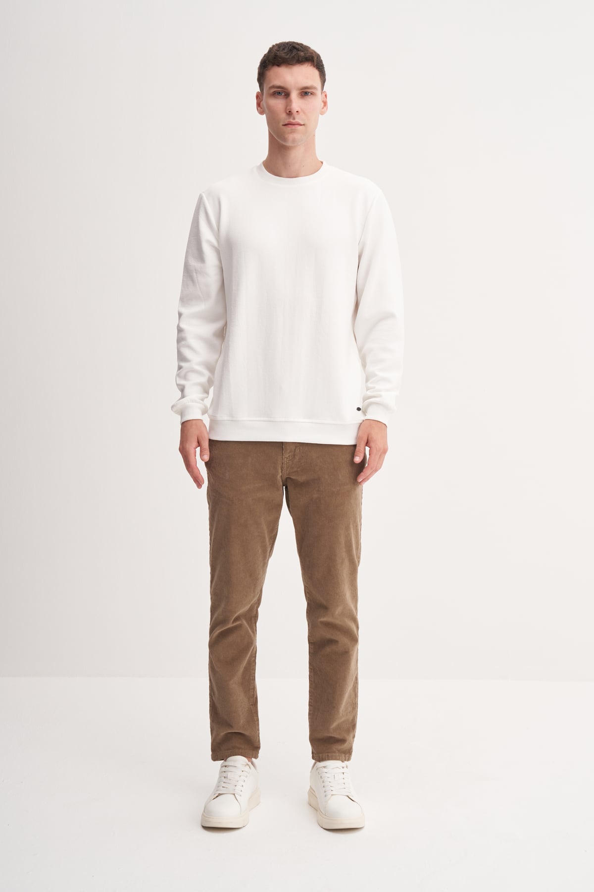 Premium İnce Desenli Jakar Viskon Karışımlı Regular Fit Sweatshirt-53520