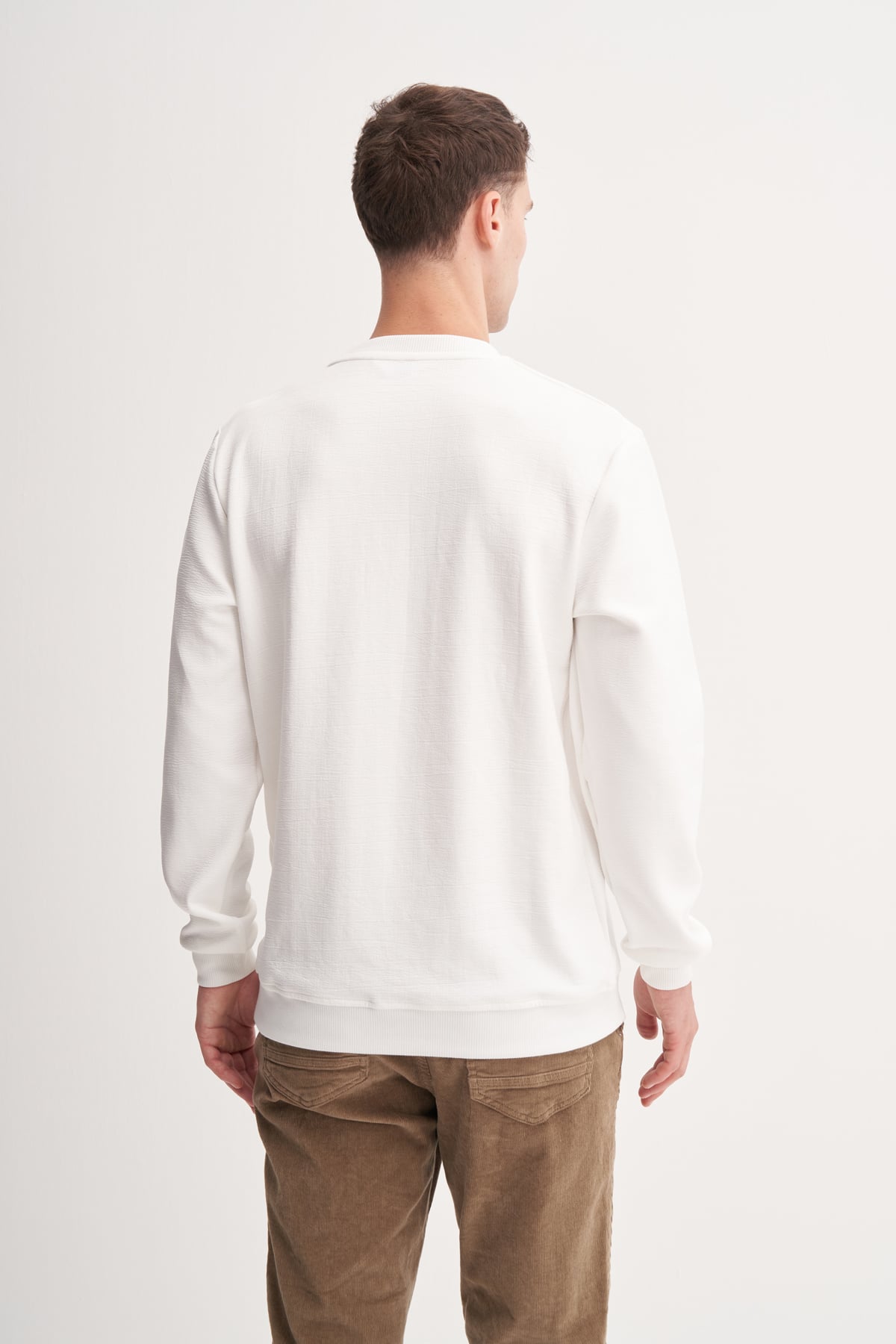Premium İnce Desenli Jakar Viskon Karışımlı Regular Fit Sweatshirt-53520
