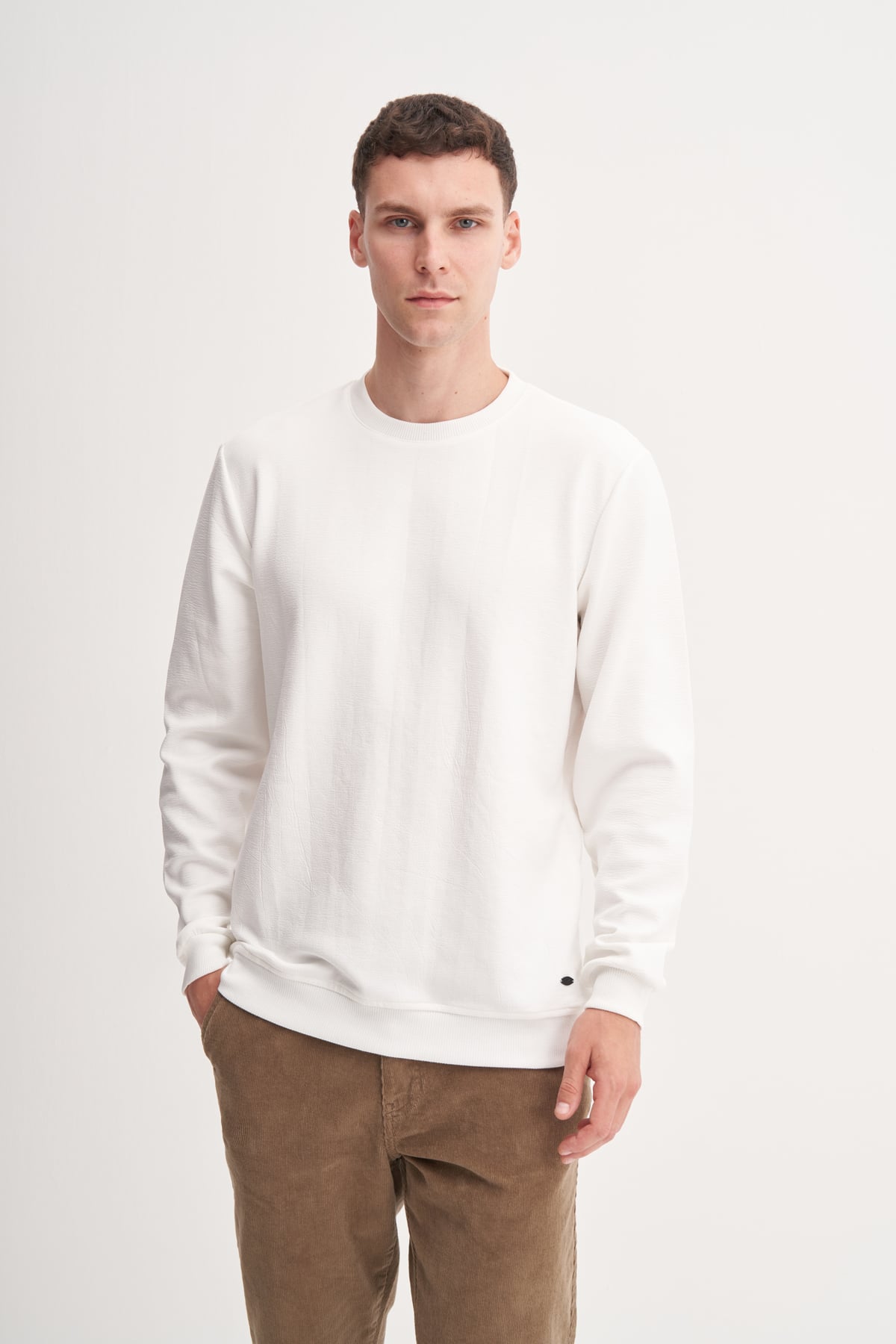 Premium İnce Desenli Jakar Viskon Karışımlı Regular Fit Sweatshirt-53520