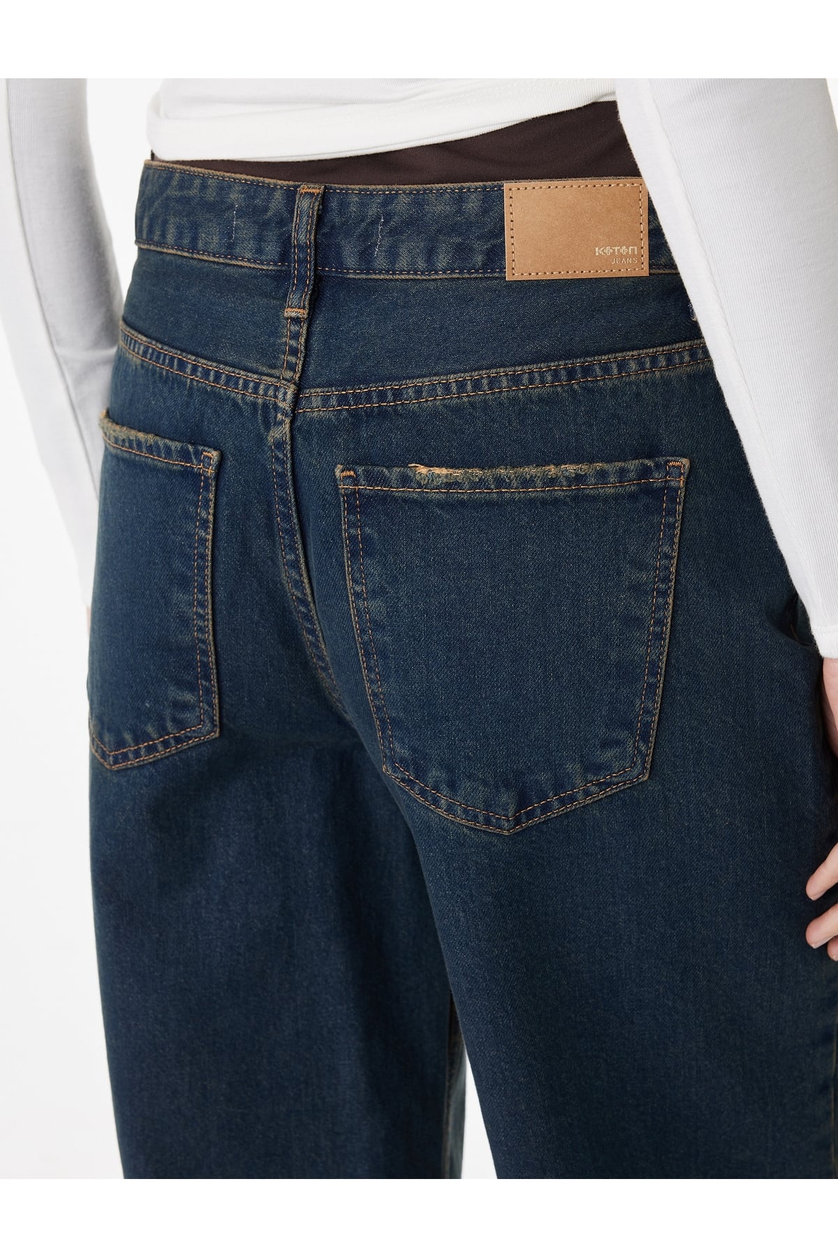 Rahat Kalıp Düz Paça Düğmeli Cepli Denim Pantolon - Loose Straight Fit Jean
