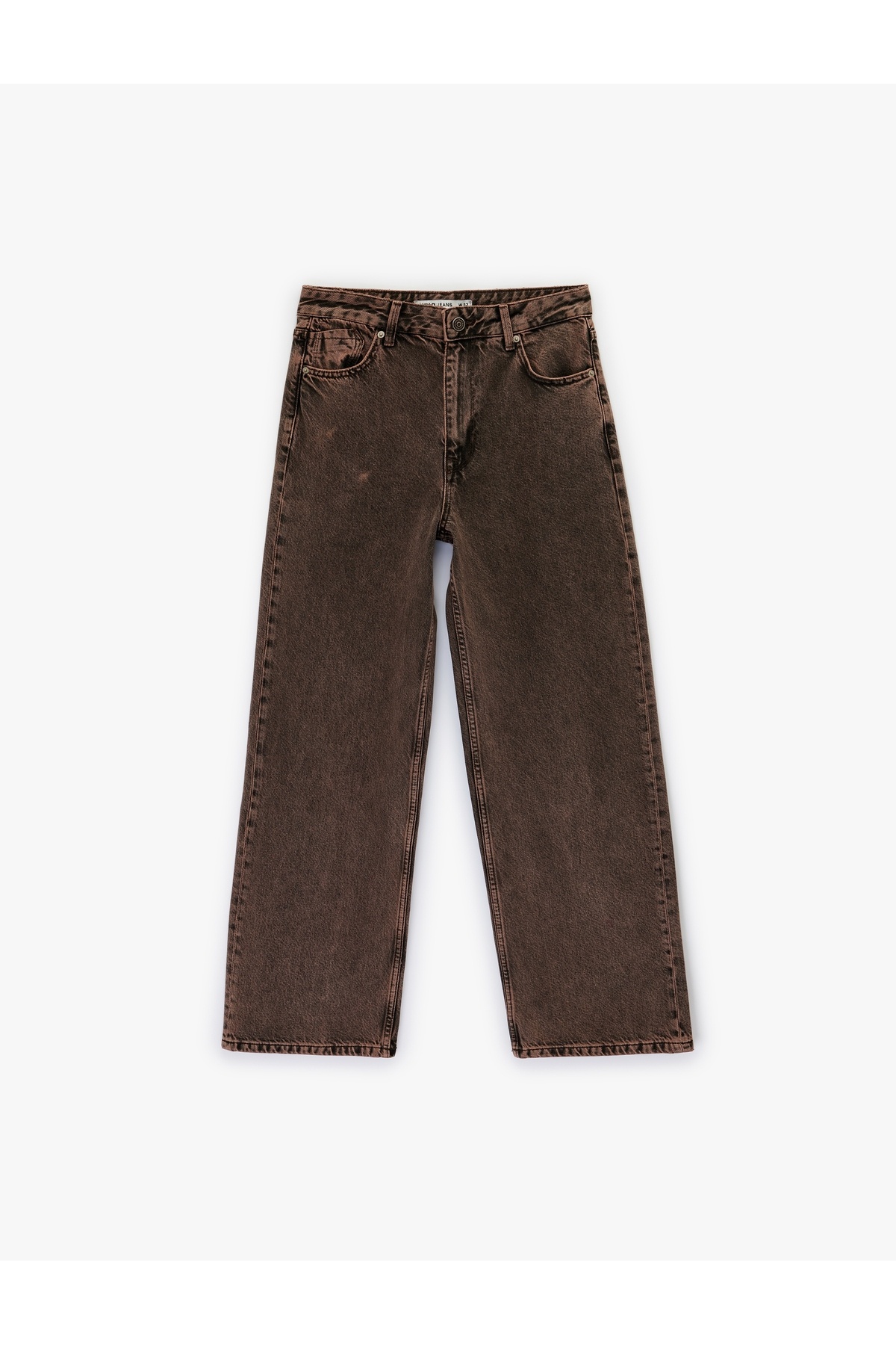 Rahat Kalıp Yıkamalı Düğmeli Cepli Baggy Denim Pantolon - Baggy Jeans