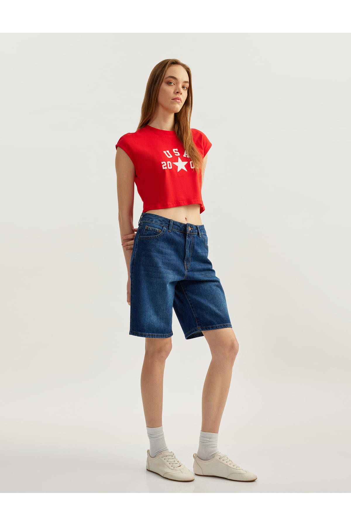 Rahat Kesim Normal Bel Denim Şort