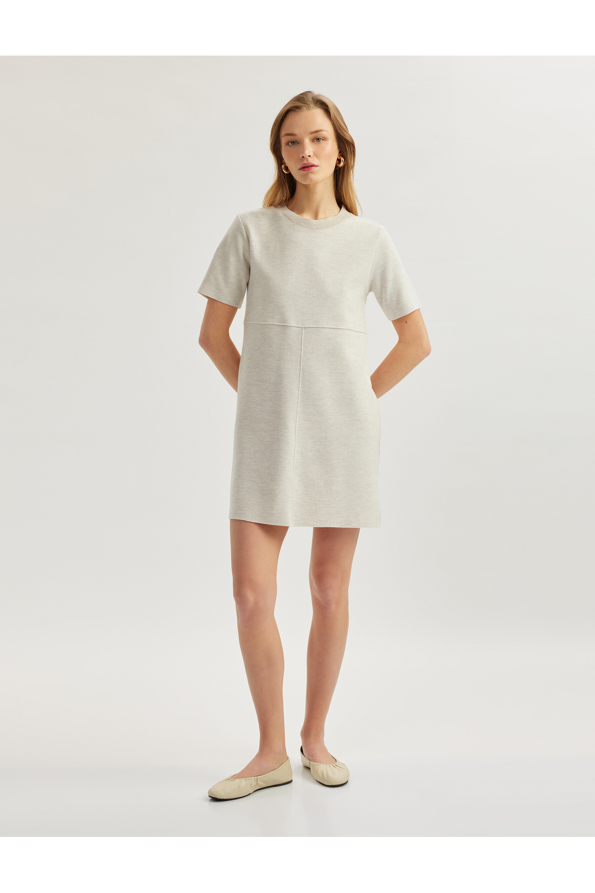 Regular Fit Bisiklet Yaka Kısa Kollu Mini Elbise