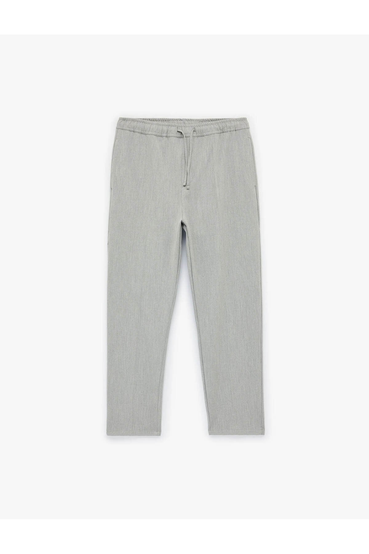 Regular Fit Cepli Beli Bağcıklı Kumaş Pantolon