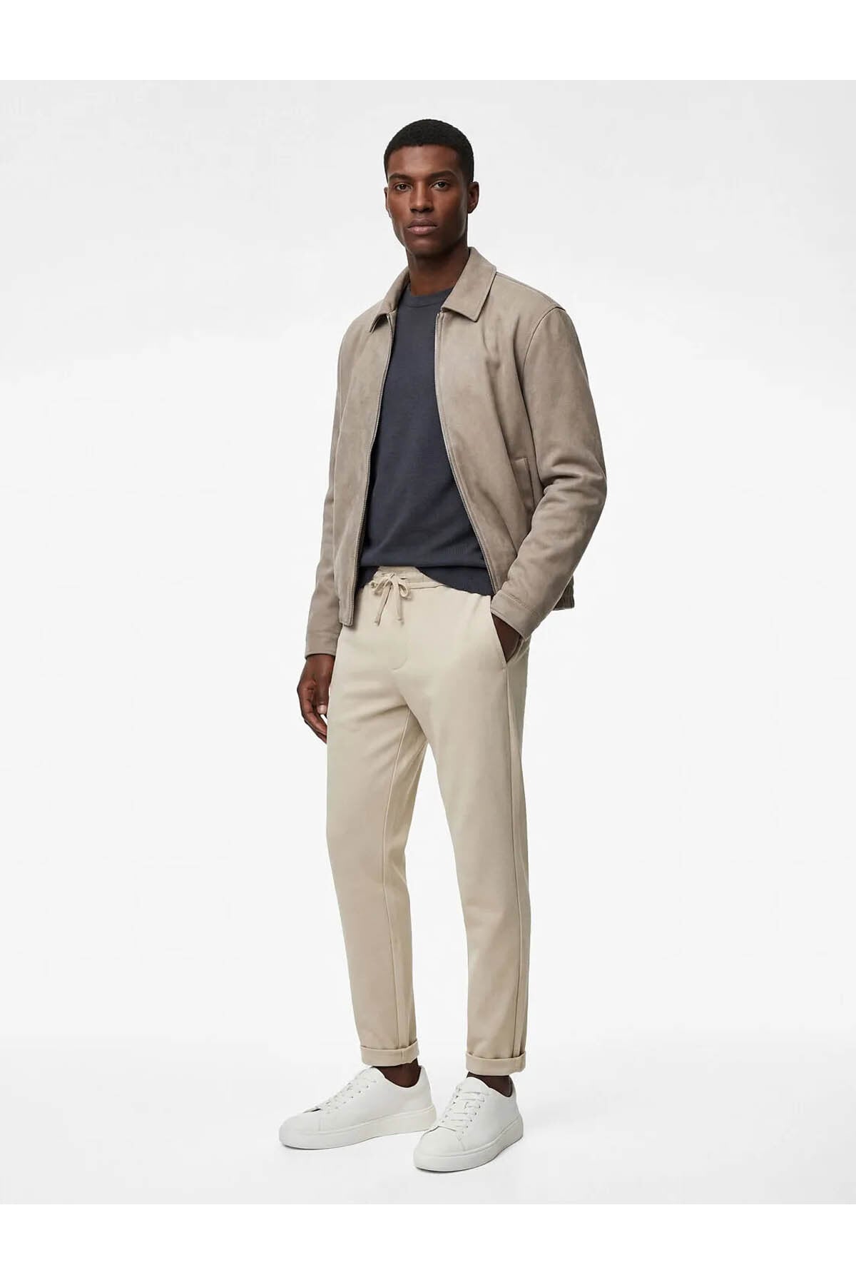 Regular Fit Cepli Beli Bağcıklı Kumaş Pantolon